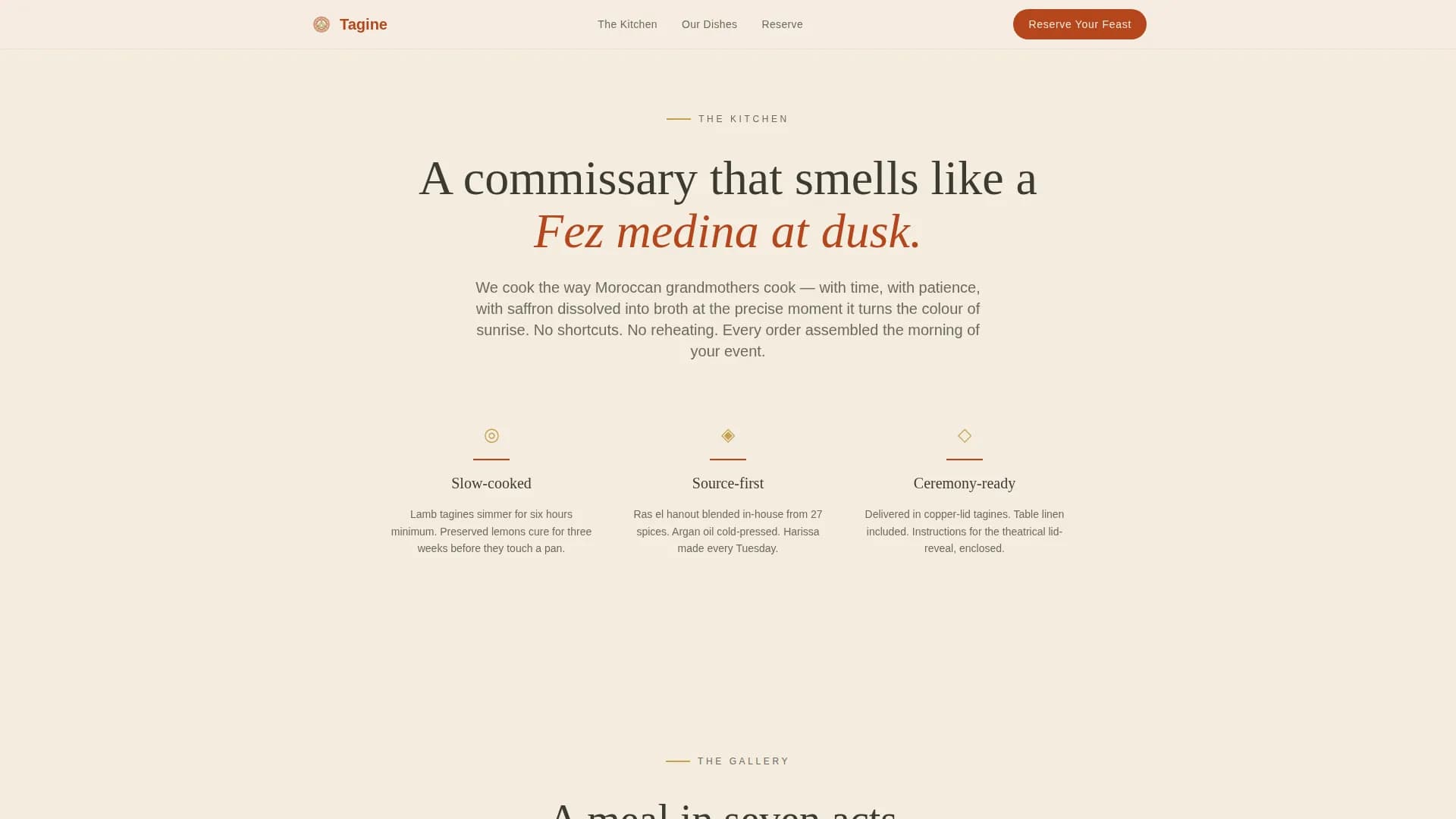 Tagine — Moroccan Feast Booking Landing Page Template