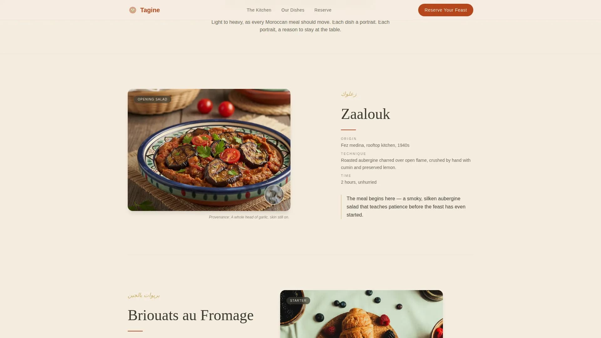 Tagine — Moroccan Feast Booking Landing Page Template