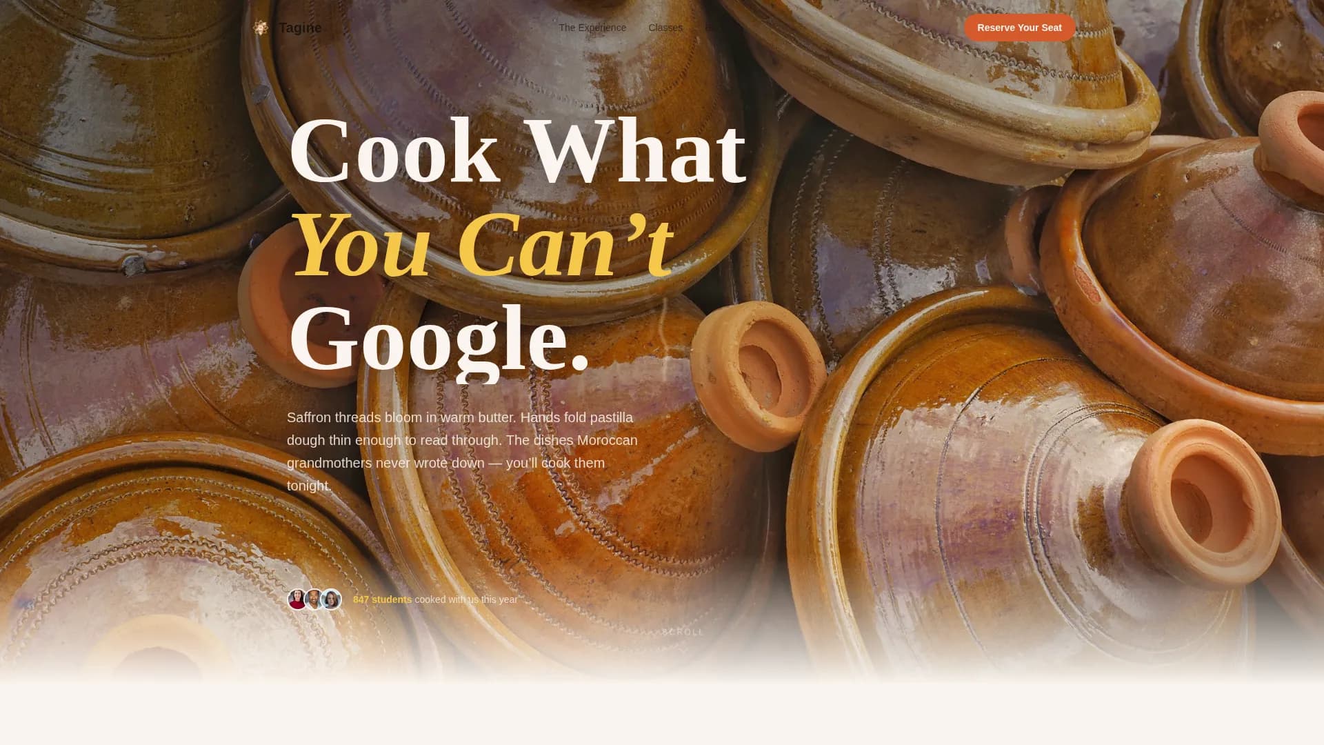 Tagine — Moroccan Cooking Class Landing Page Template