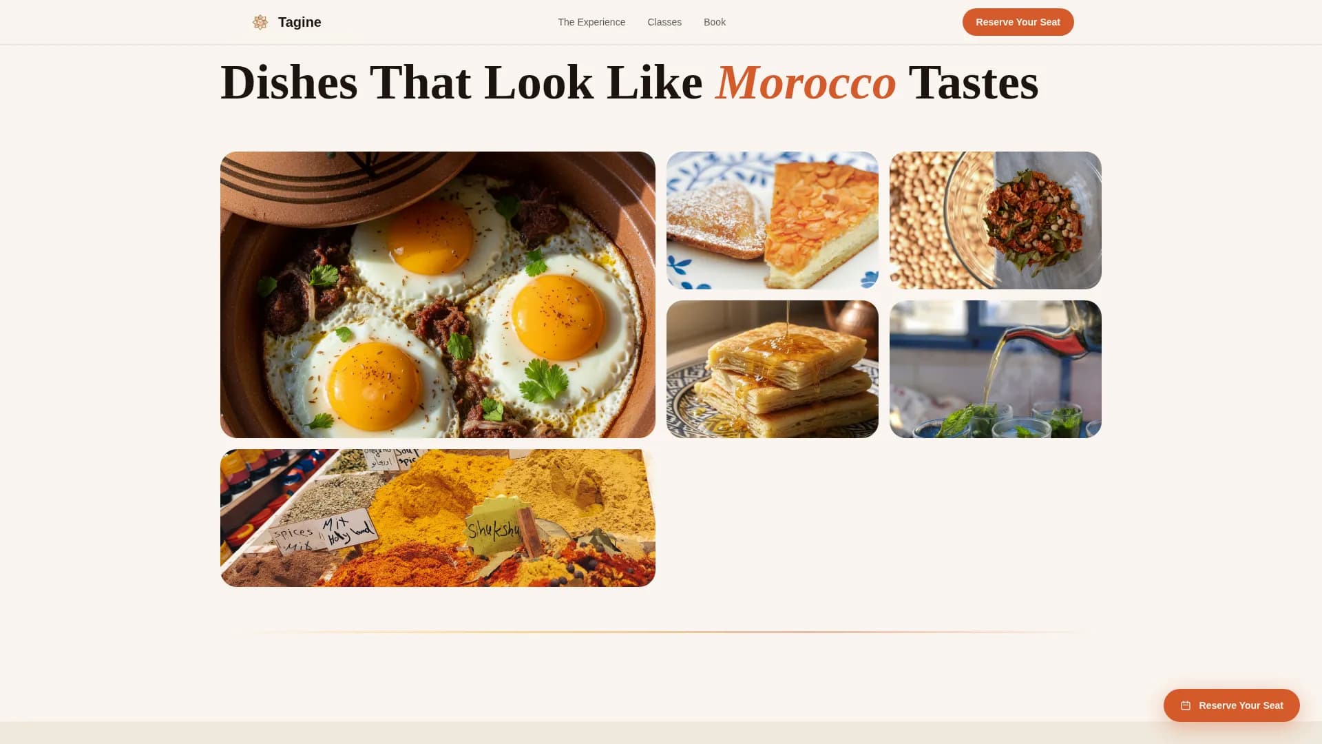 Tagine — Moroccan Cooking Class Landing Page Template