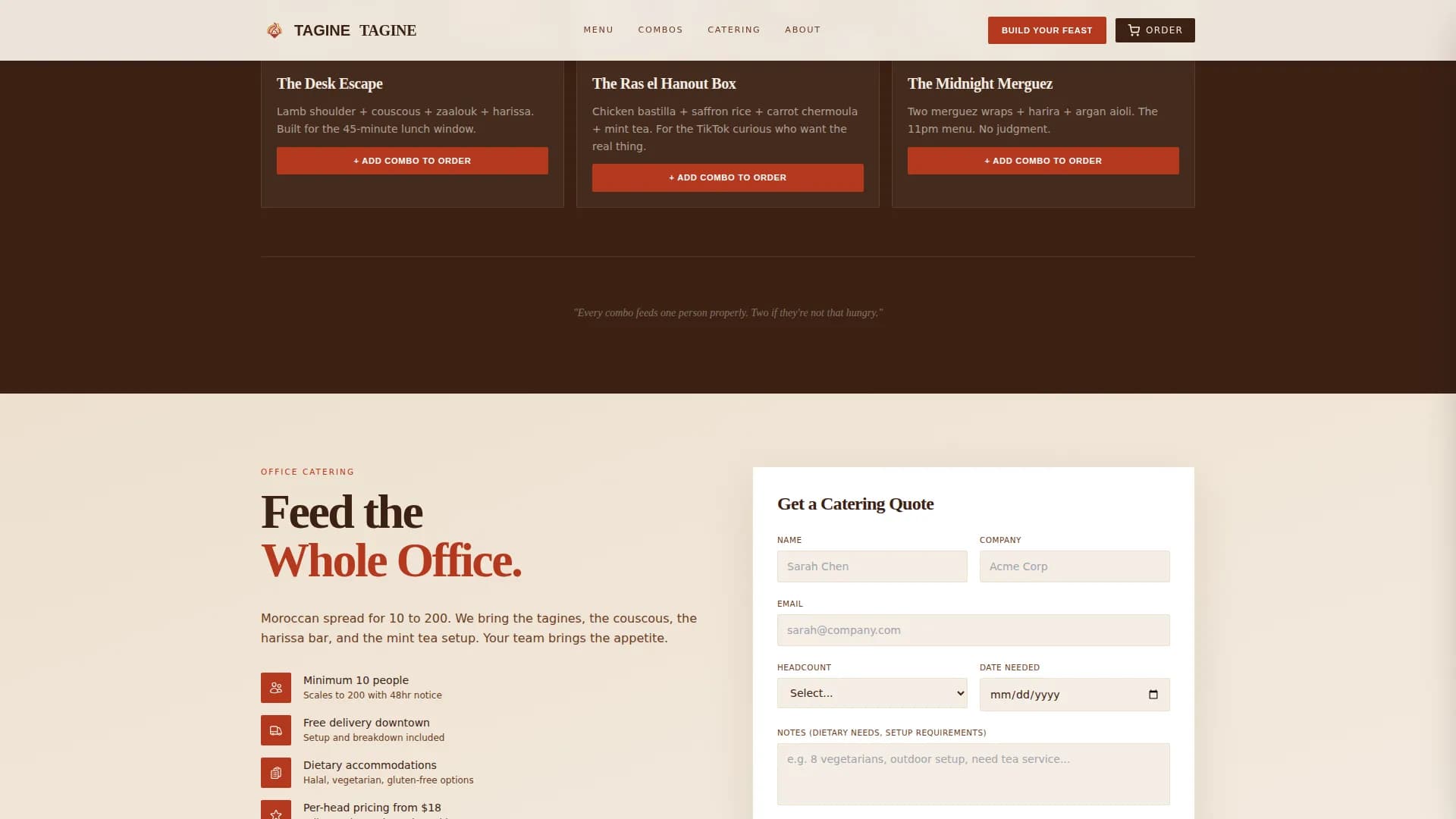 Tagine — Moroccan Restaurant Landing Page Template