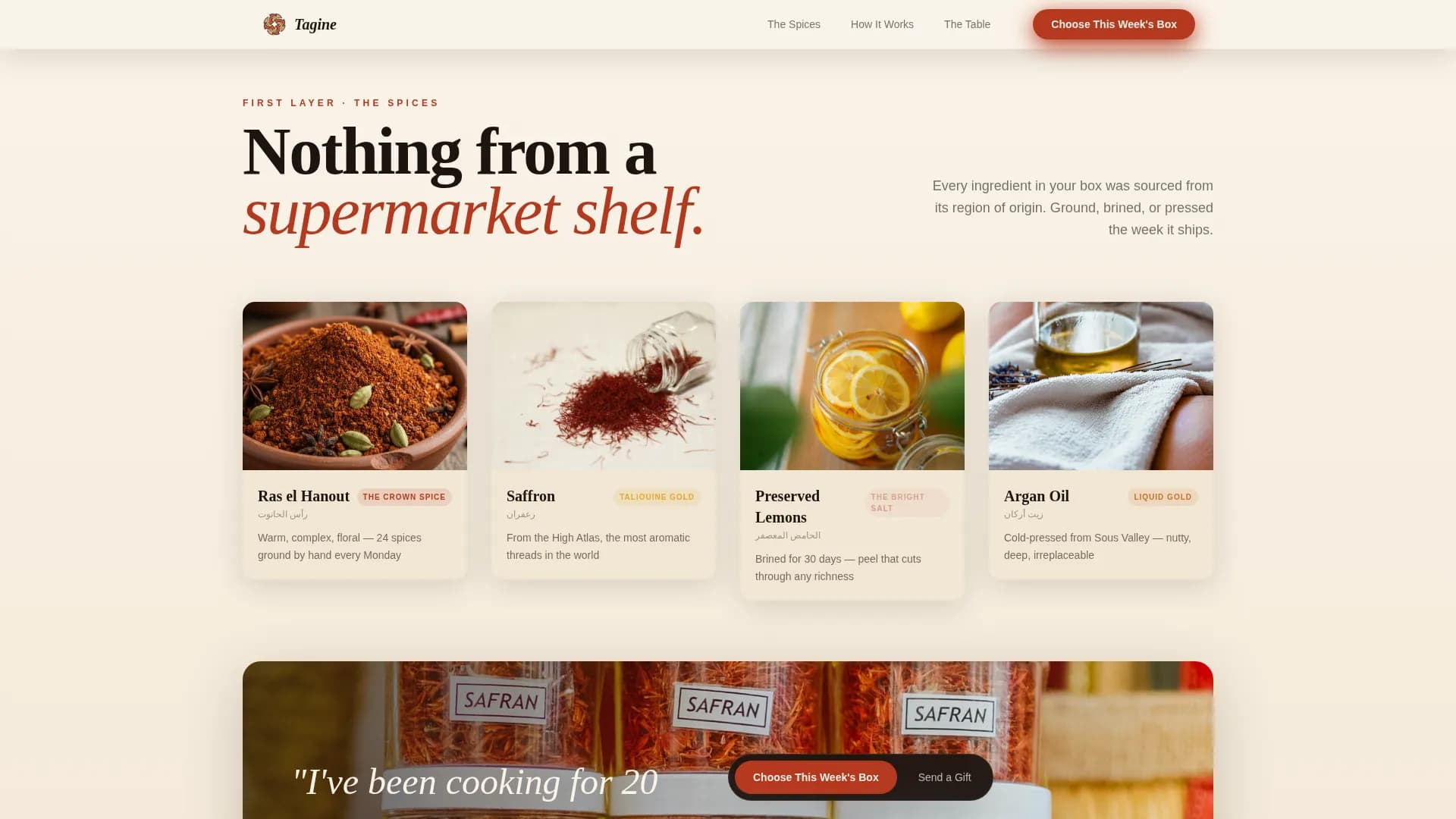 Tagine — Meal Kit Delivery Landing Page Template