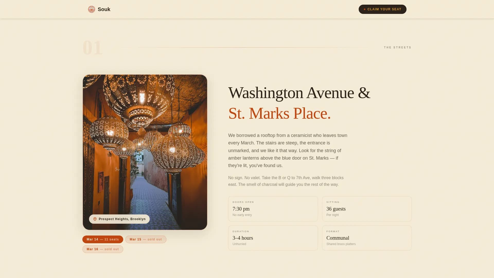 Souk — Pop-up Restaurant Landing Page Template