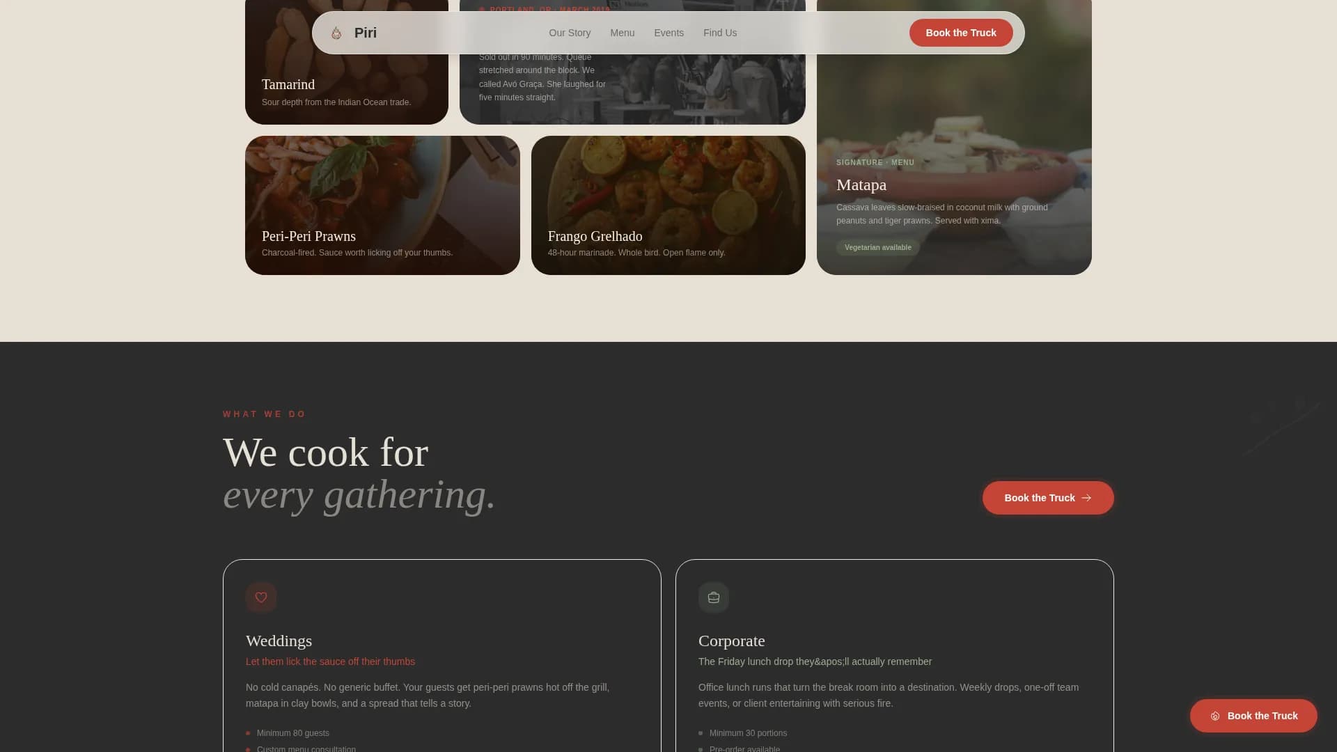 Mozambican Cuisine Booking Website Template