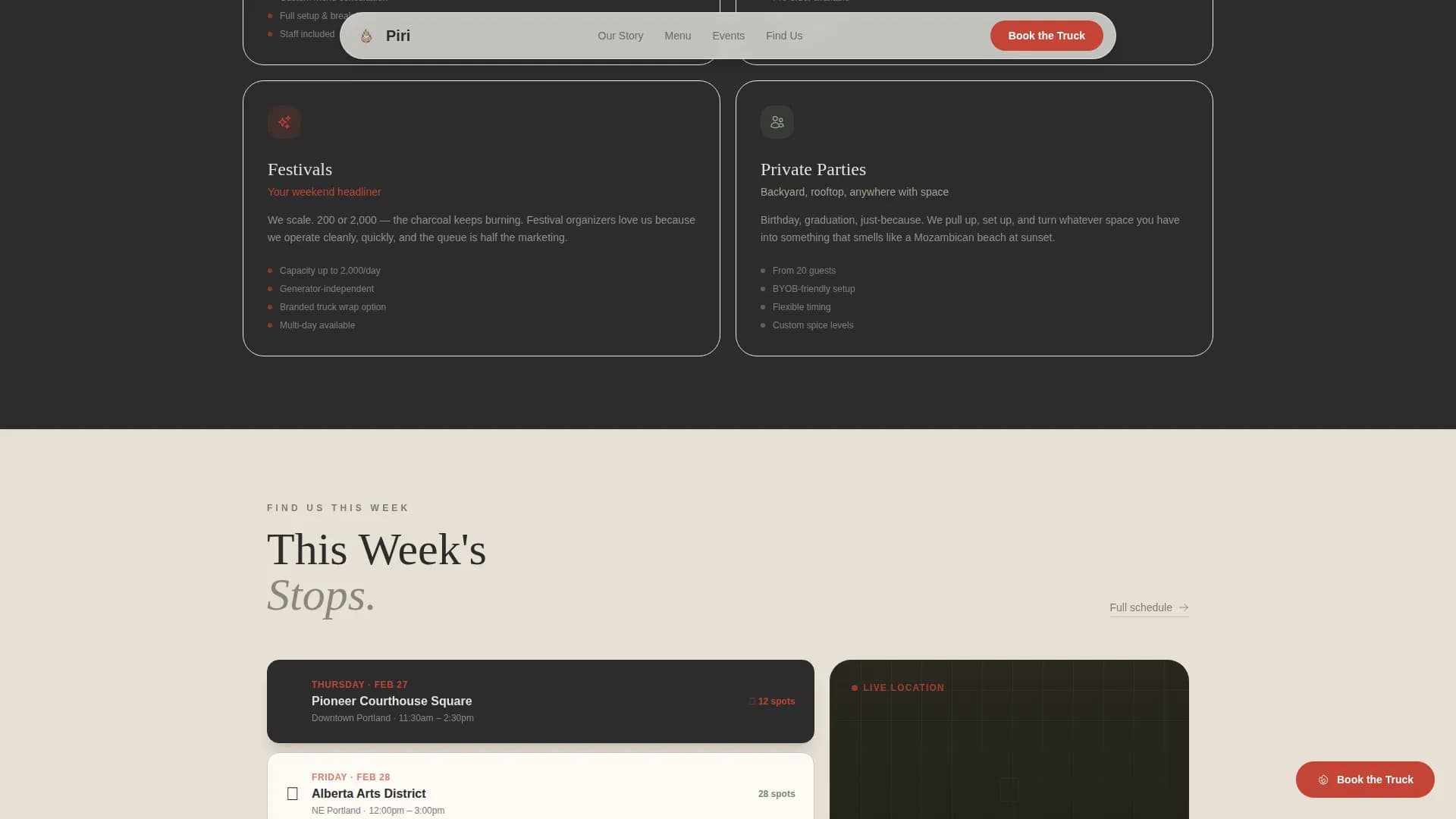 Mozambican Cuisine Booking Website Template