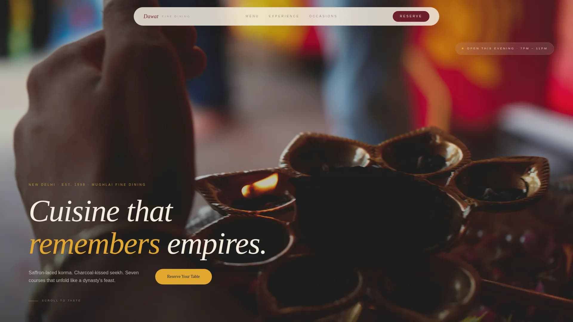 Indulge — Luxury Mughlai Dining Landing Page Template