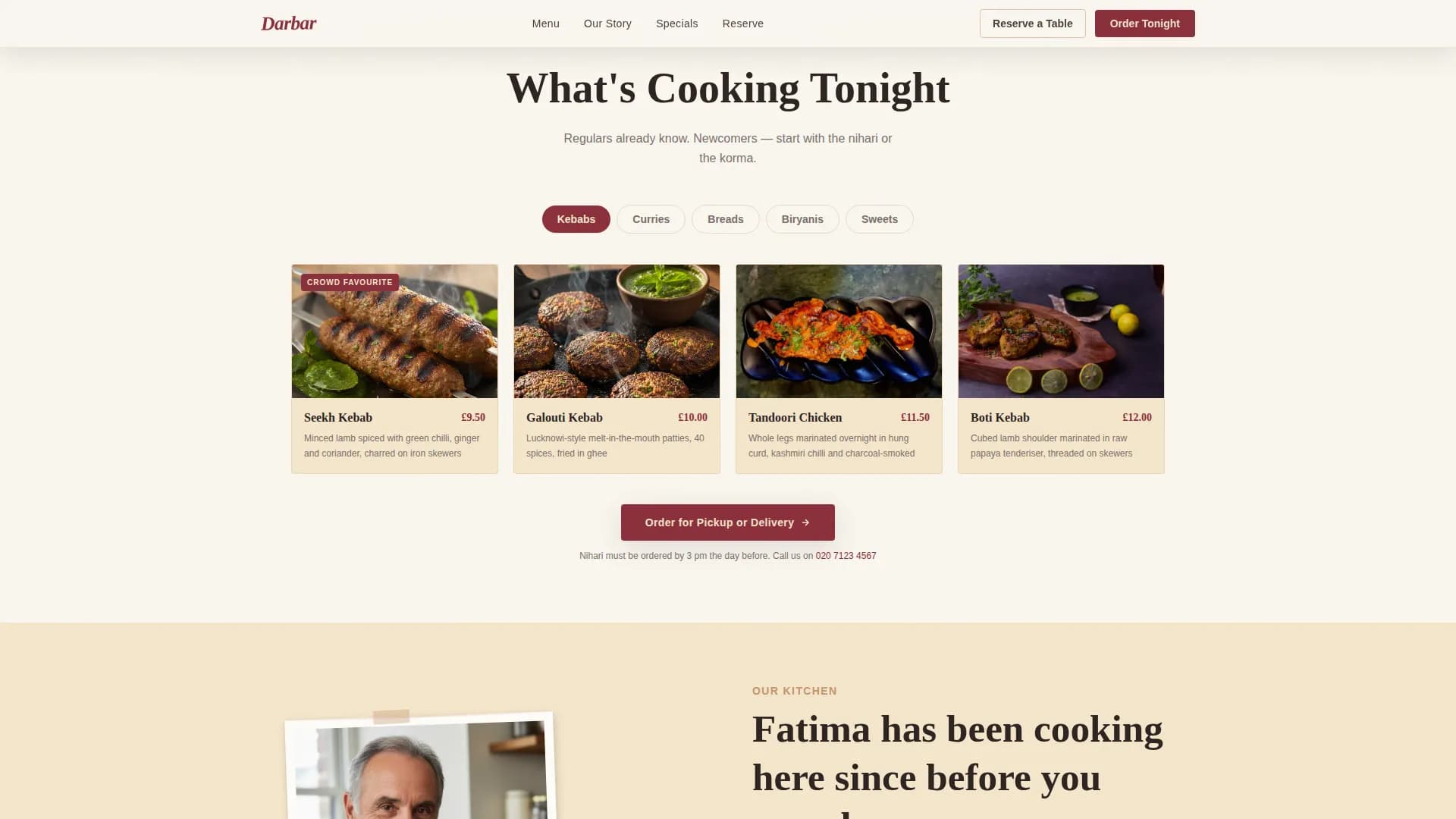 Darbar — Curated Mughlai Cuisine Landing Page Template