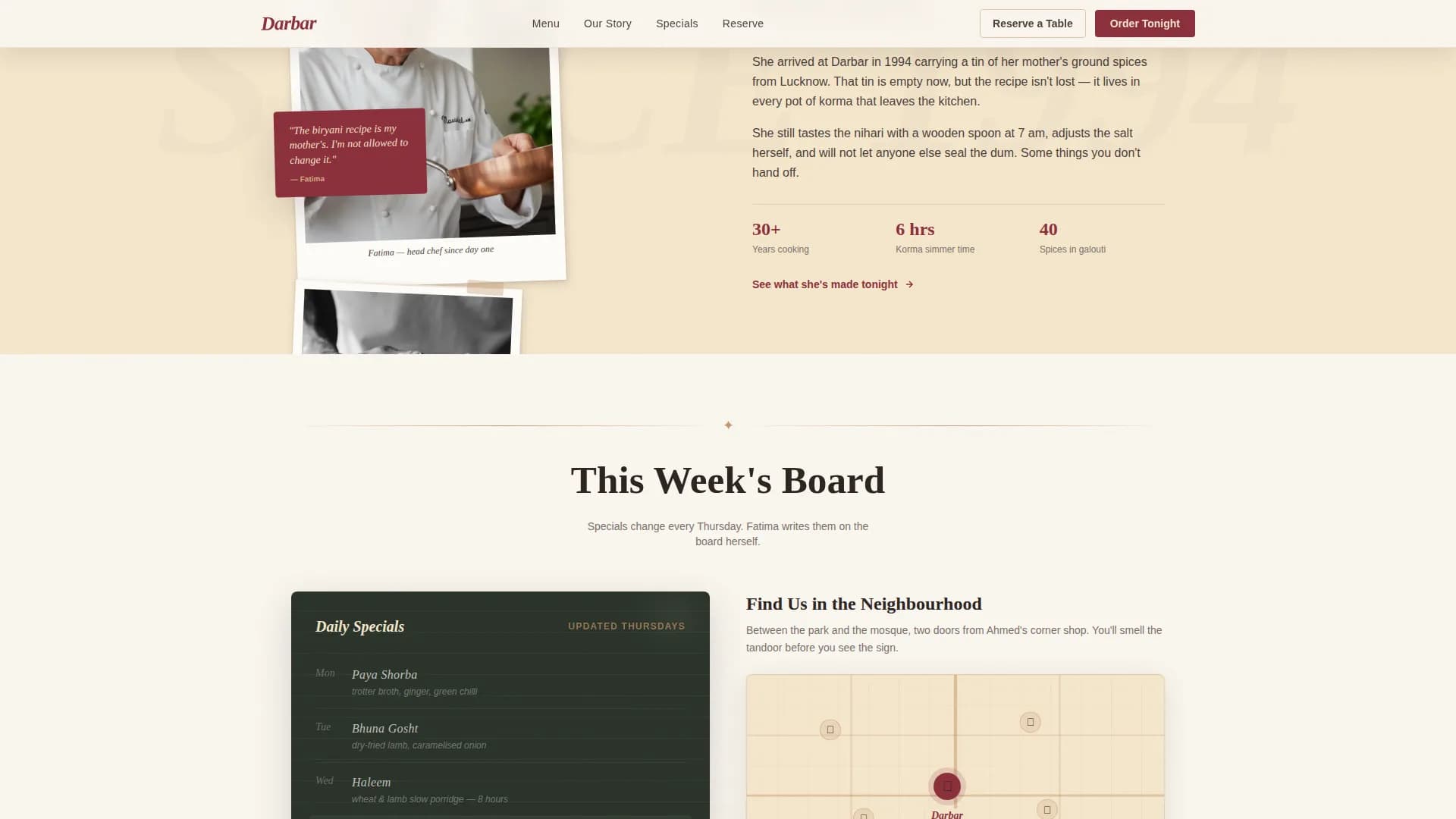 Darbar — Curated Mughlai Cuisine Landing Page Template