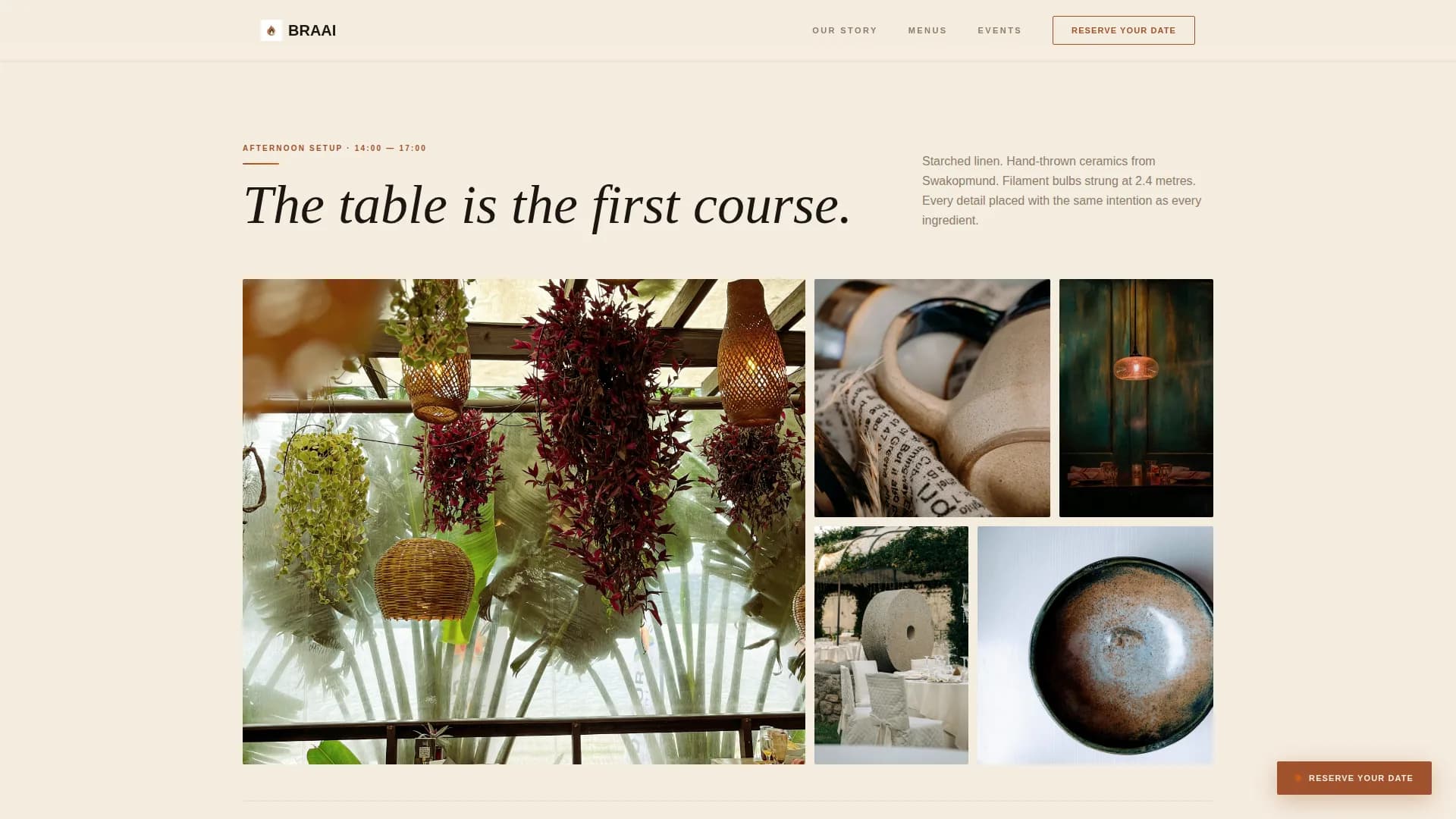 Braai — Namibian Catering Landing Page Template