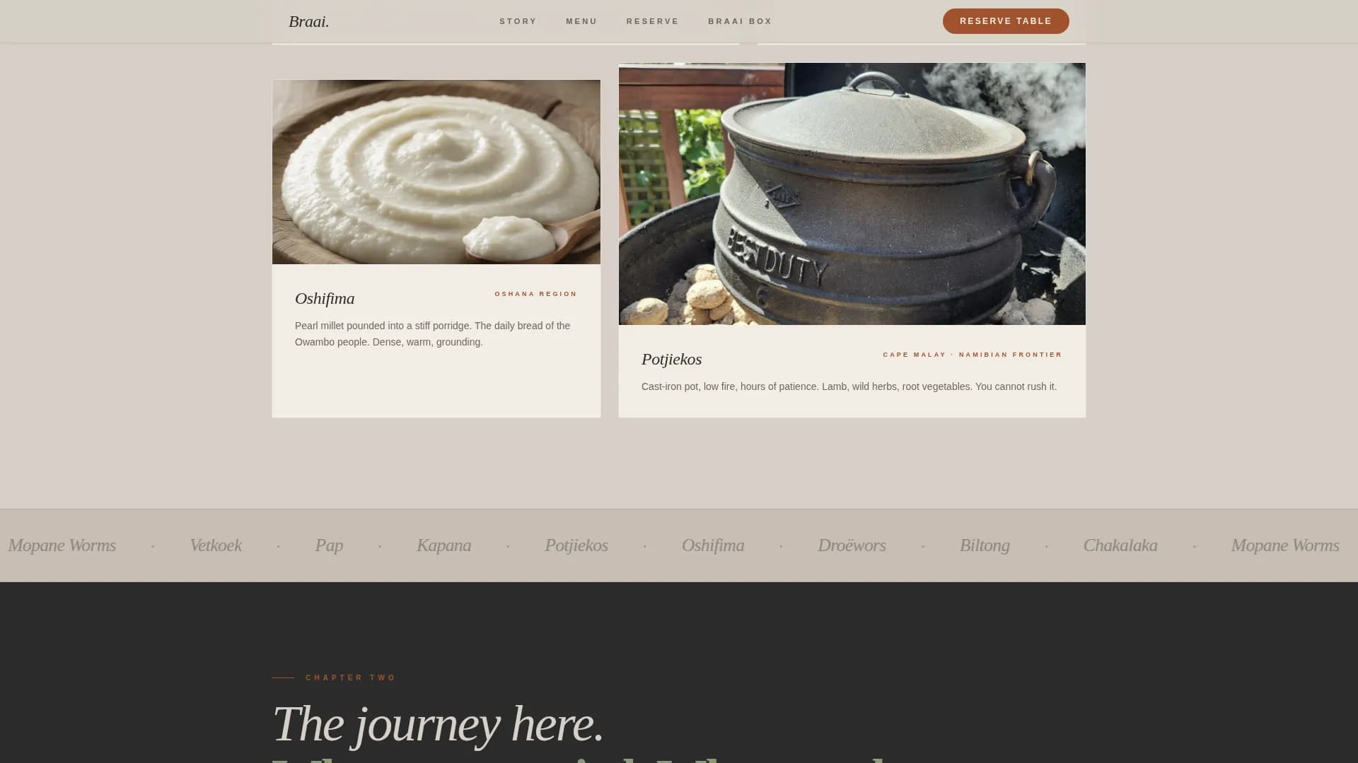 Braai — Signature Namibian Dining Landing Page Template