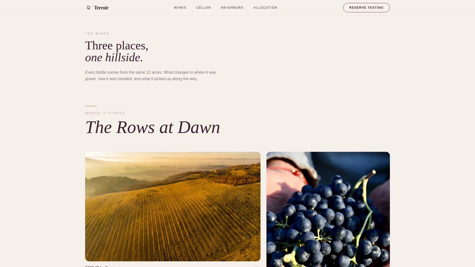 Terroir — Artisan Natural Wine Landing Page Template