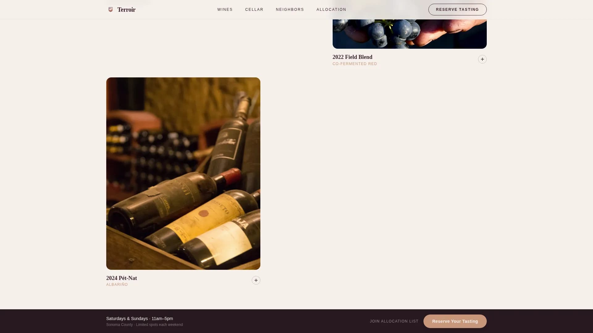 Terroir — Artisan Natural Wine Landing Page Template