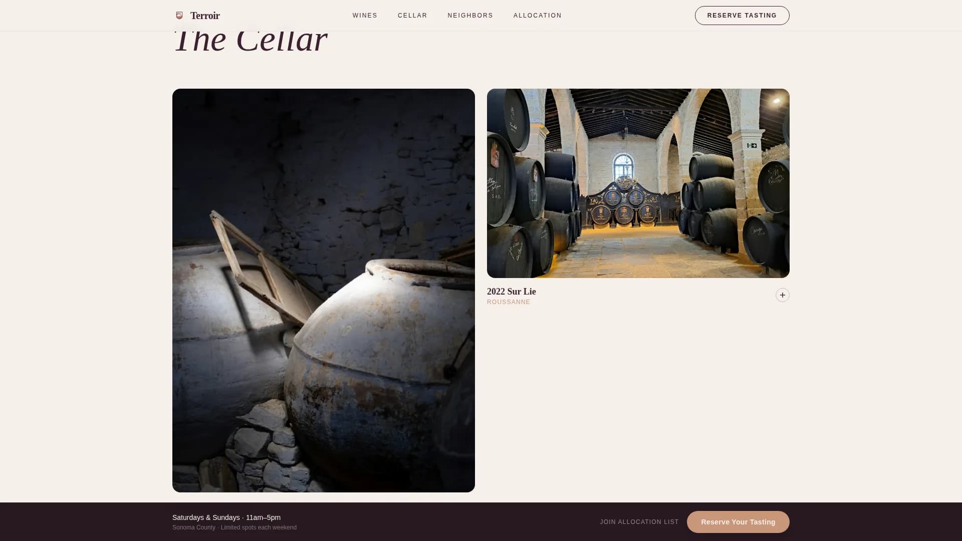 Terroir — Artisan Natural Wine Landing Page Template
