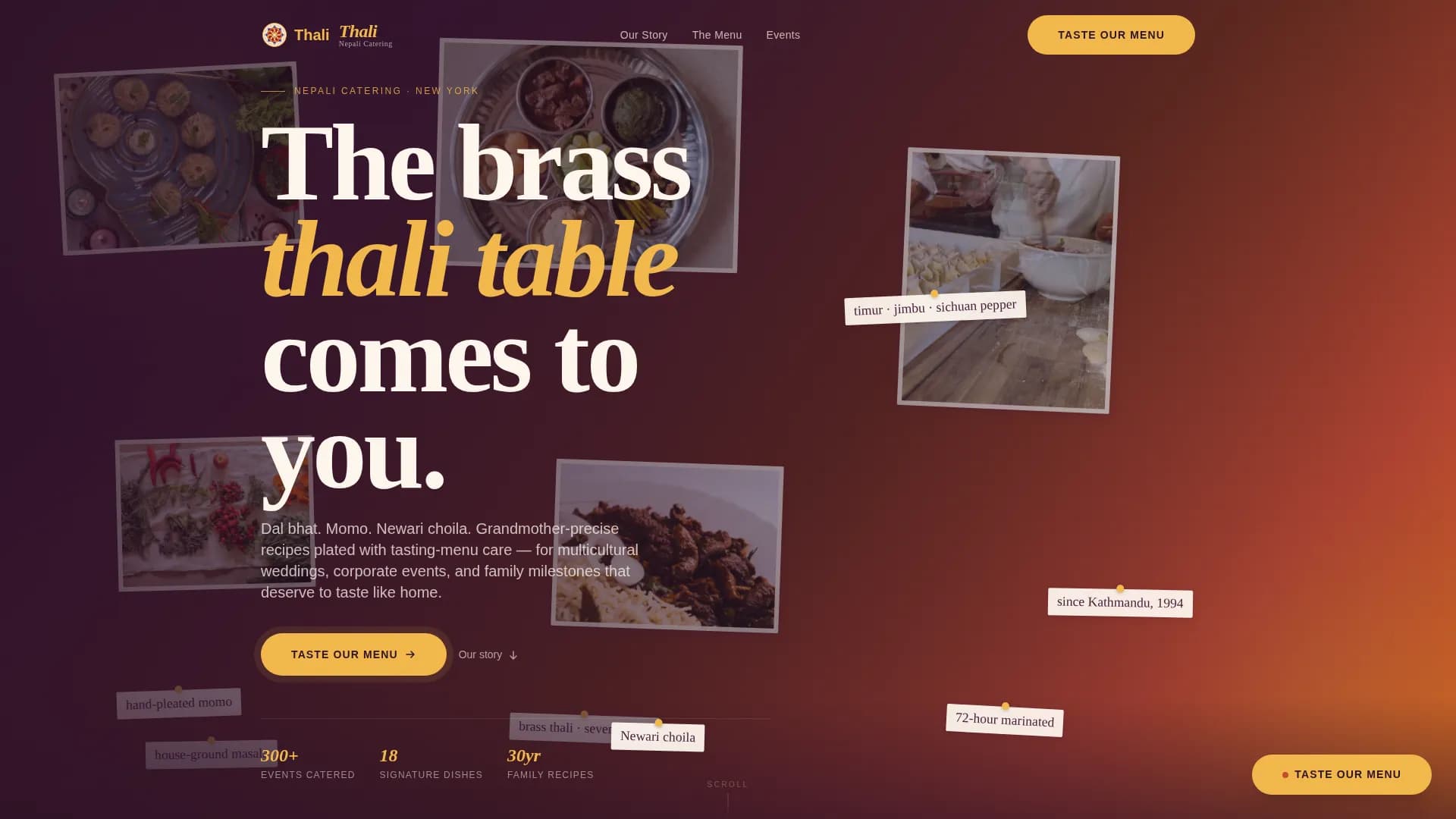 Thali — Refined Nepalese Catering Landing Page Template