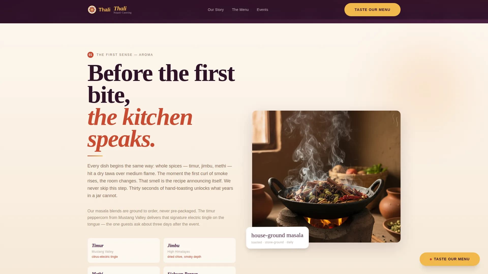 Thali — Refined Nepalese Catering Landing Page Template