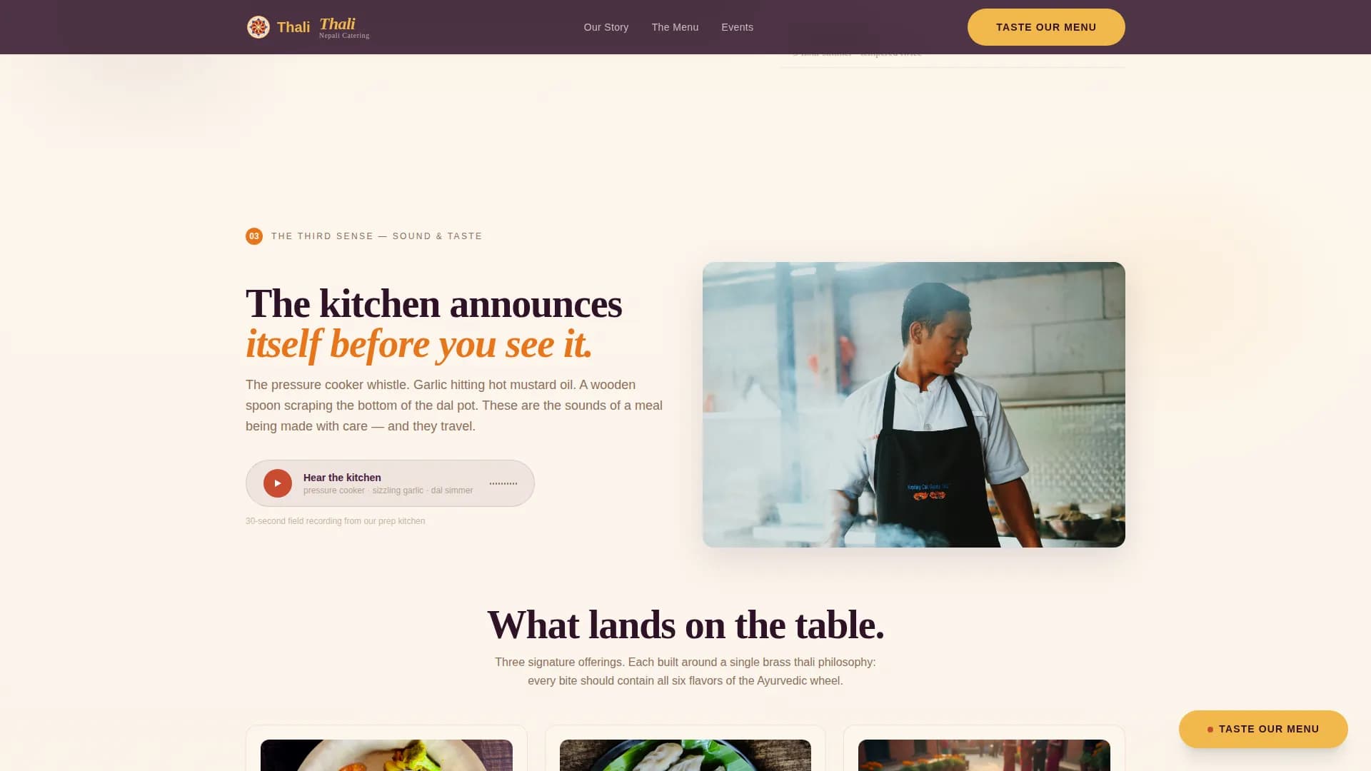 Thali — Refined Nepalese Catering Landing Page Template