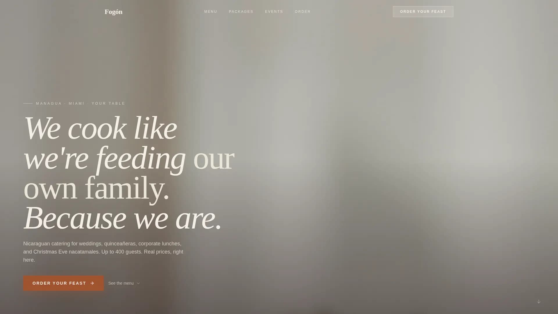 Fogn - Authentic Nicaraguan Catering Landing Page Template