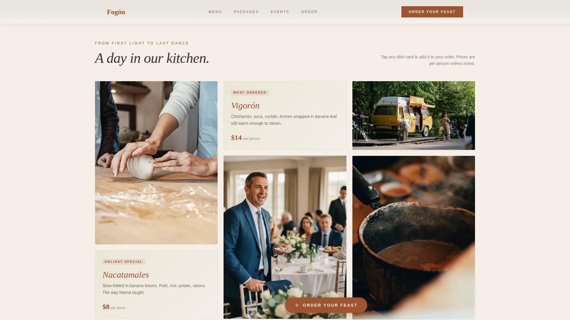 Fogn - Authentic Nicaraguan Catering Landing Page Template