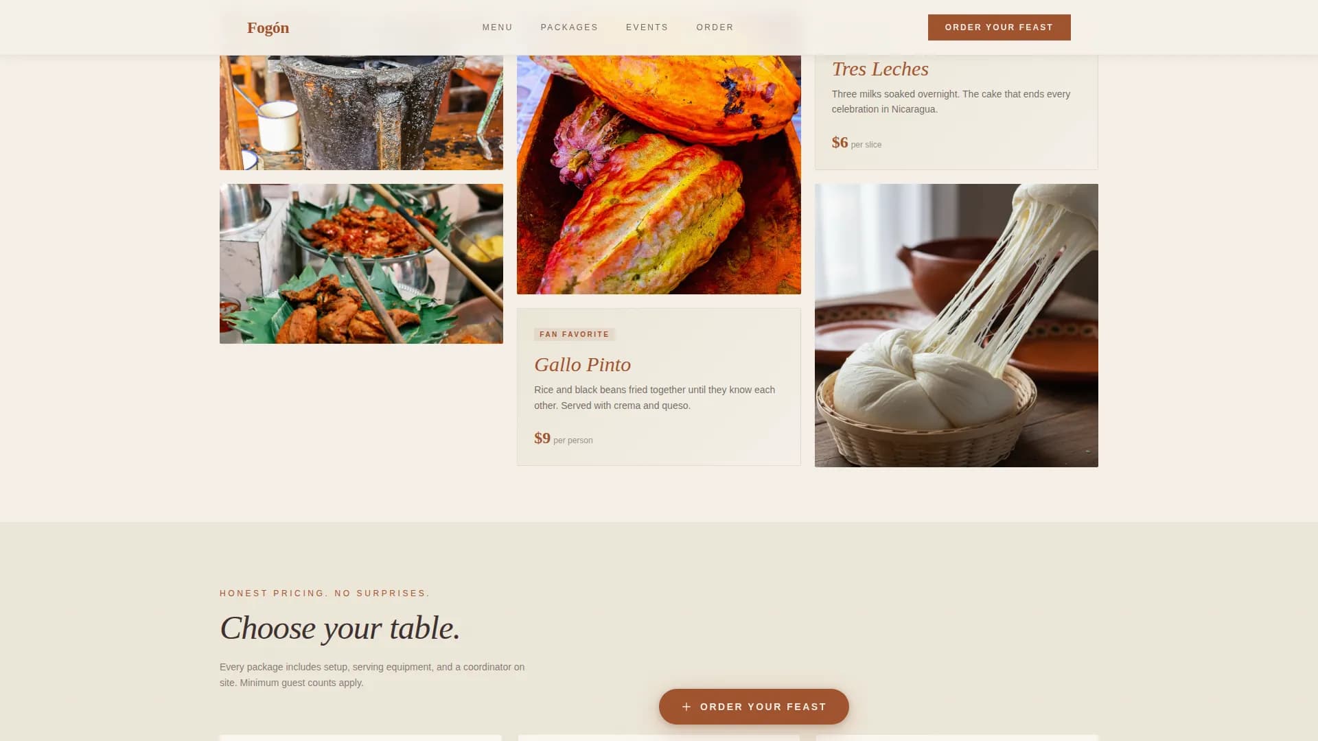Fogn - Authentic Nicaraguan Catering Landing Page Template