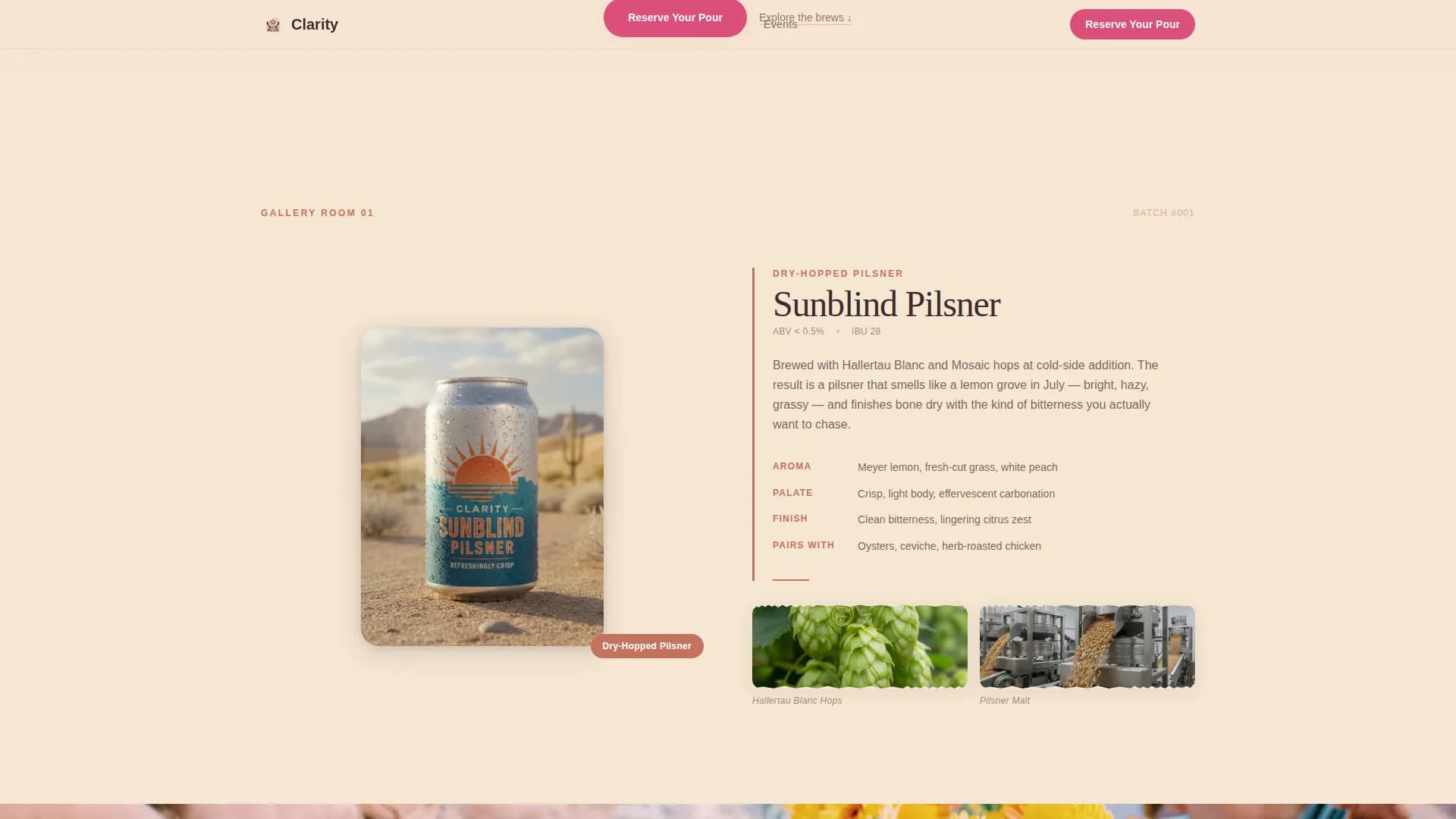 Clarity — Craft Brewery Landing Page Template