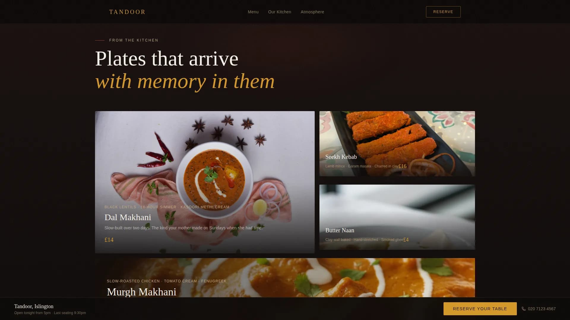 Tandoor — Mastercraft Indian Restaurant Landing Page Template