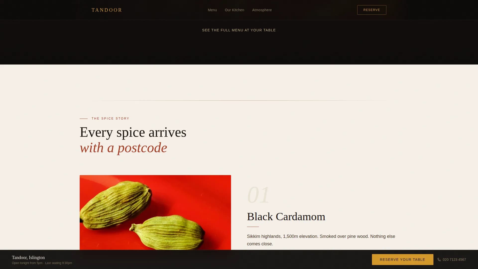 Tandoor — Mastercraft Indian Restaurant Landing Page Template
