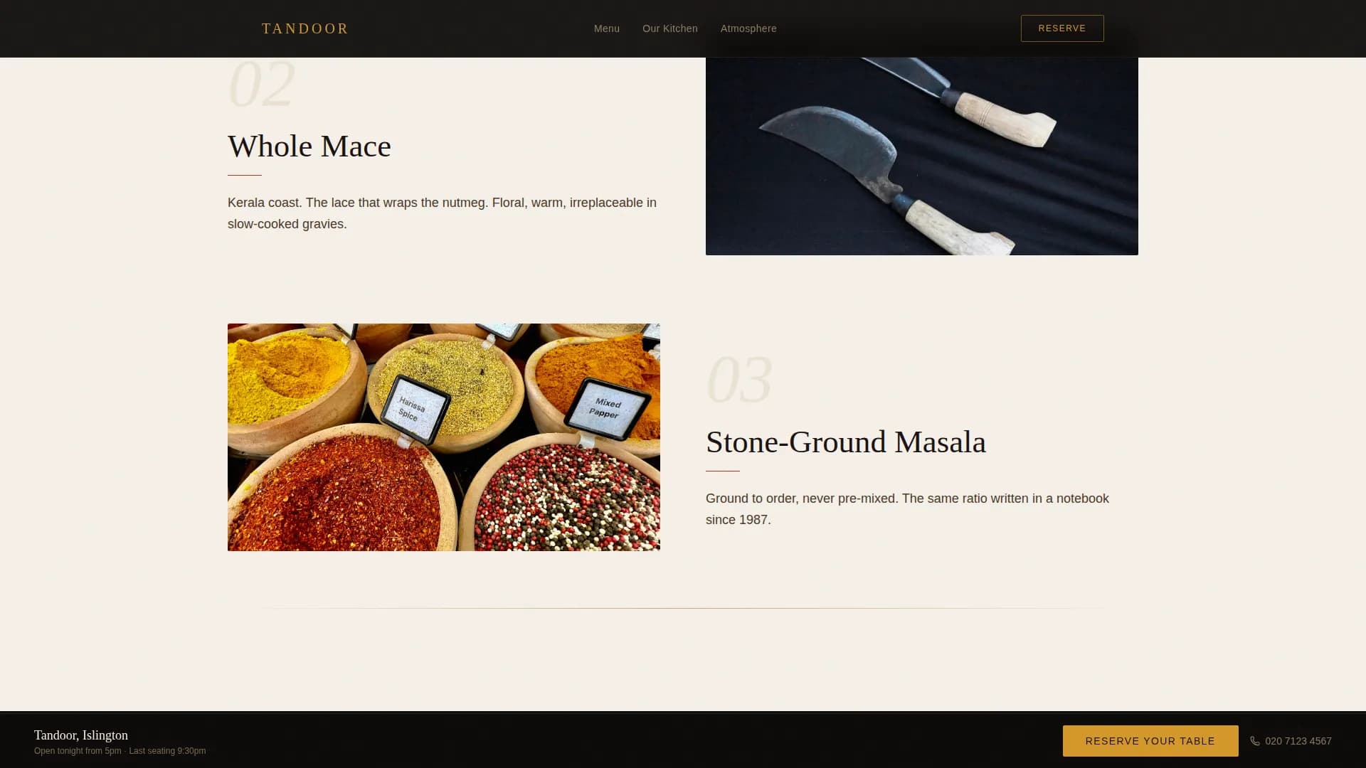 Tandoor — Mastercraft Indian Restaurant Landing Page Template