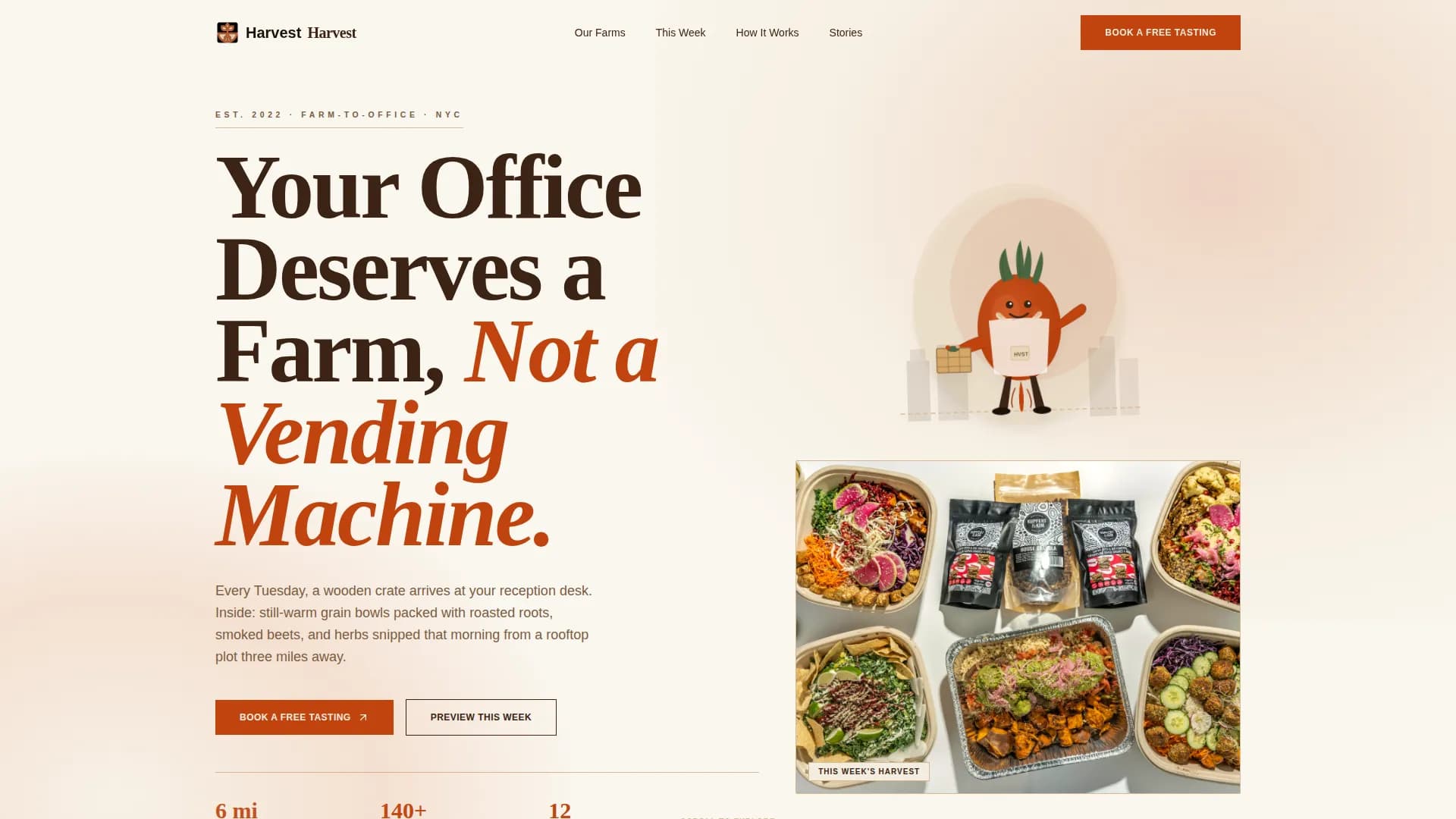 Harvest — Premium Corporate Meals Landing Page Template