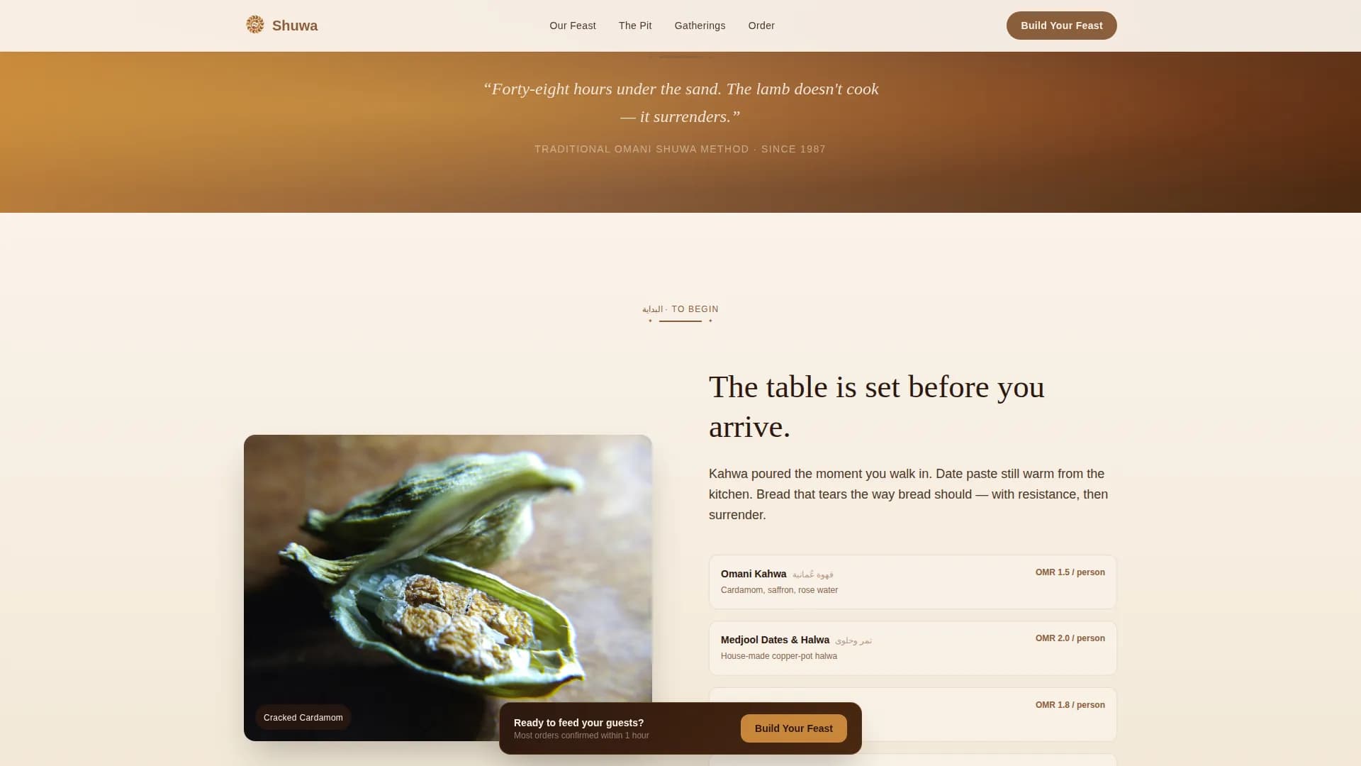 Shuwa — Traditional Catering Service Landing Page Template