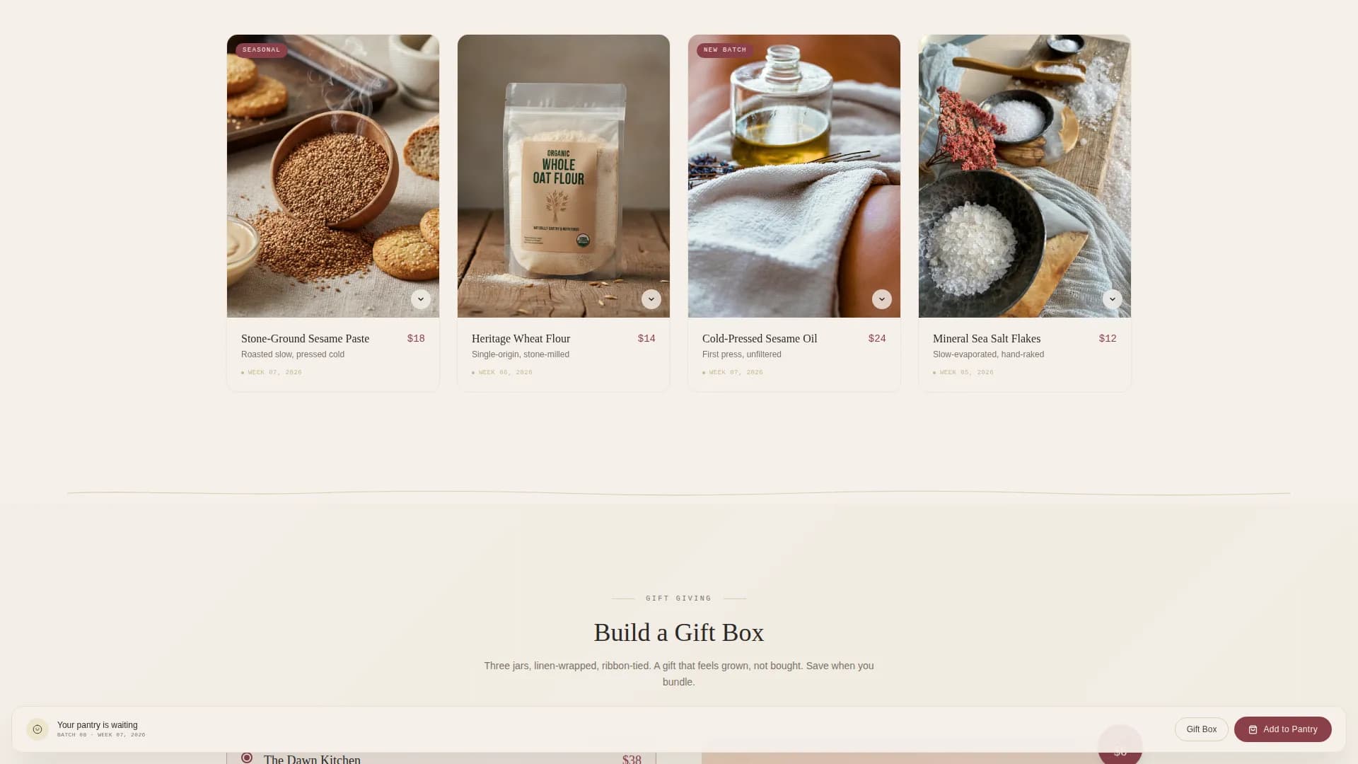 Harvest — Exclusive Artisan Provisions Landing Page Template