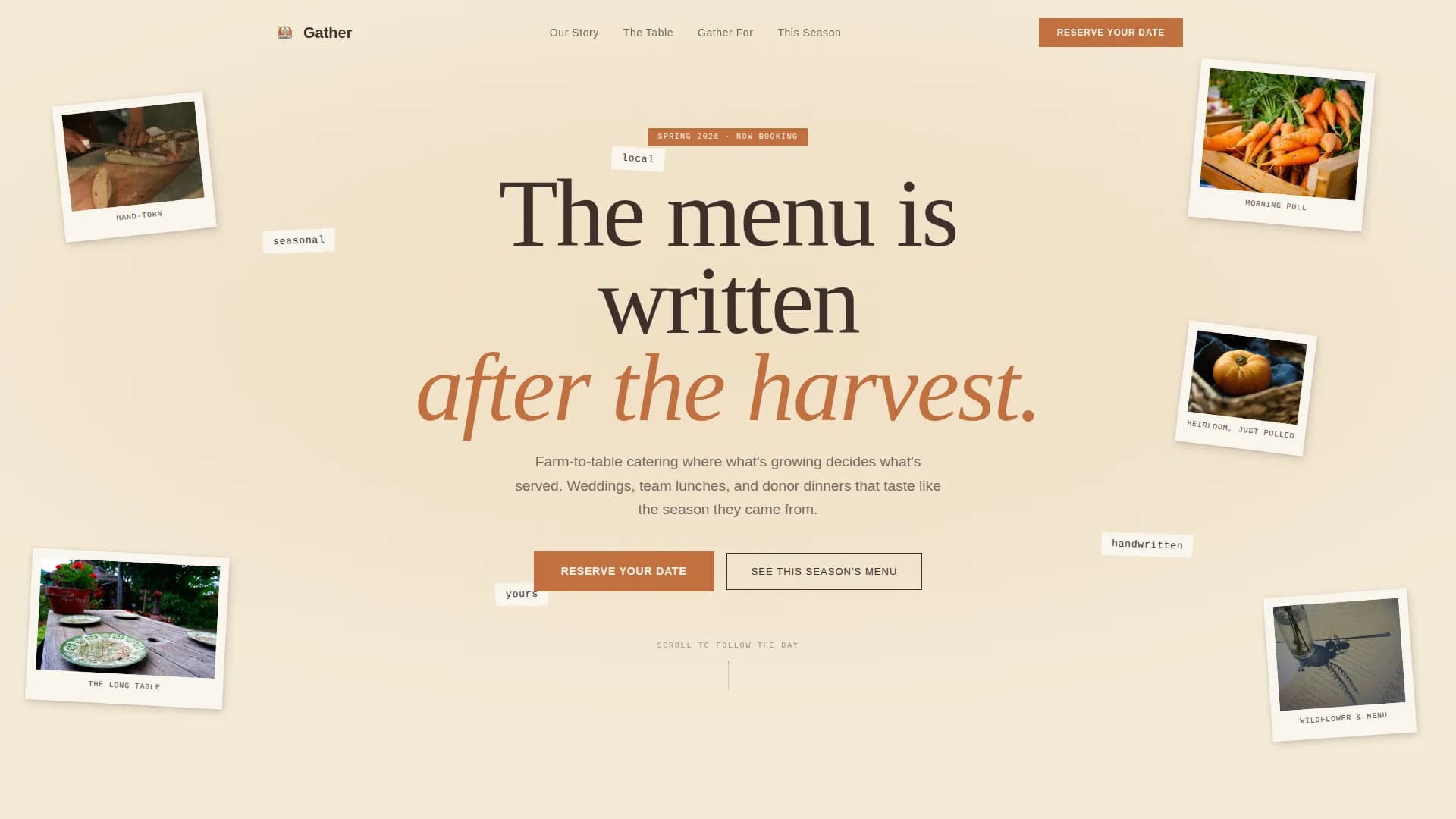 Table — Heirloom Catering Service Landing Page Template