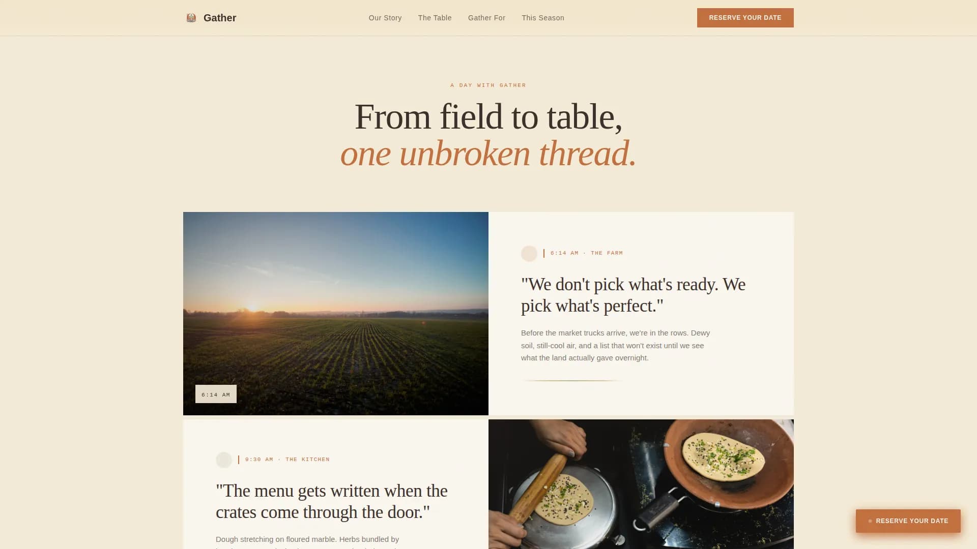 Table — Heirloom Catering Service Landing Page Template