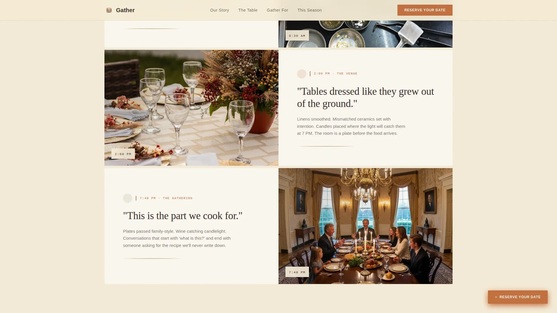 Table — Heirloom Catering Service Landing Page Template