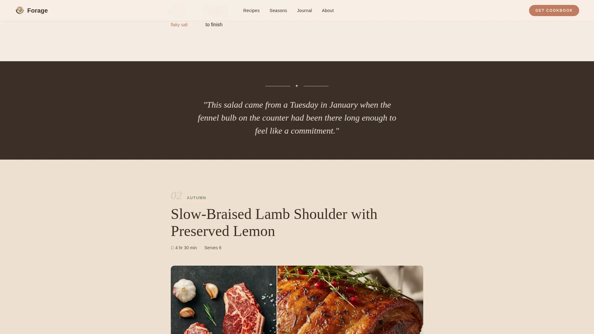 Forage — Authentic Farm Cookbook Landing Page Template