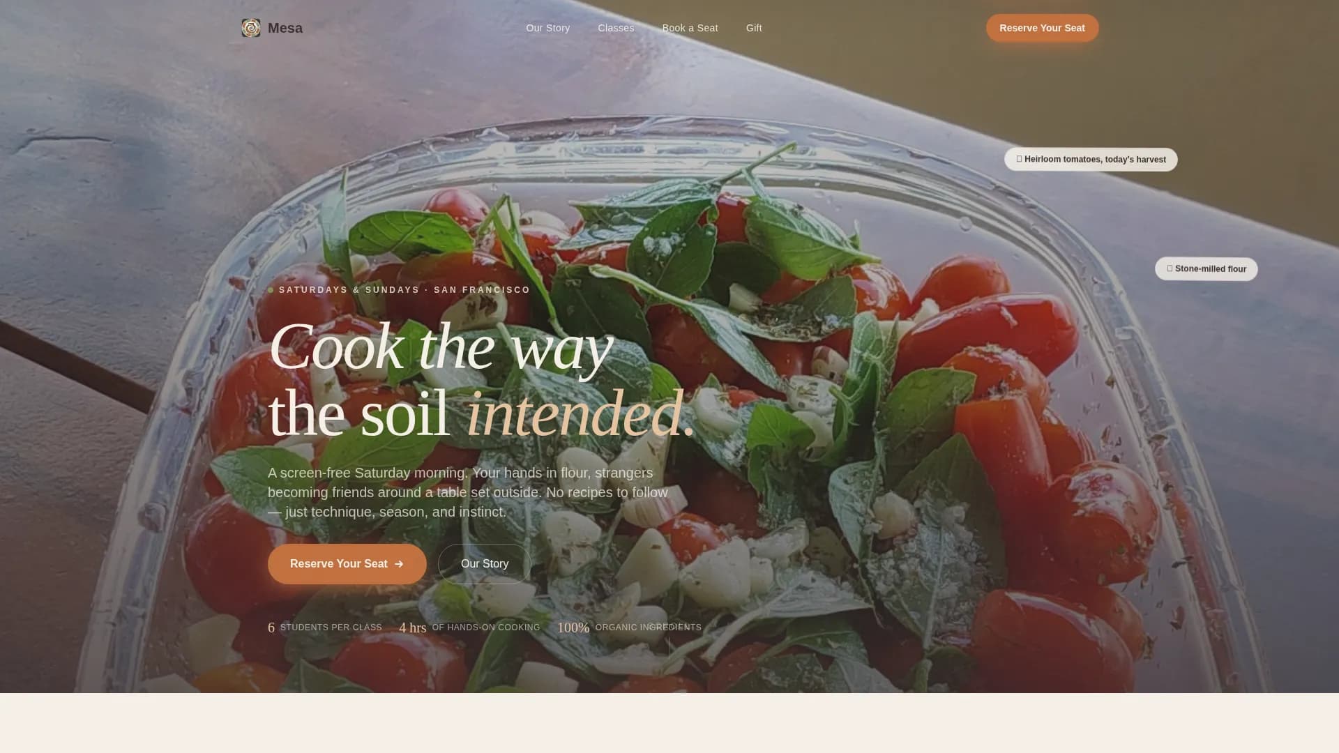Mesa — Serene Organic Cooking Landing Page Template