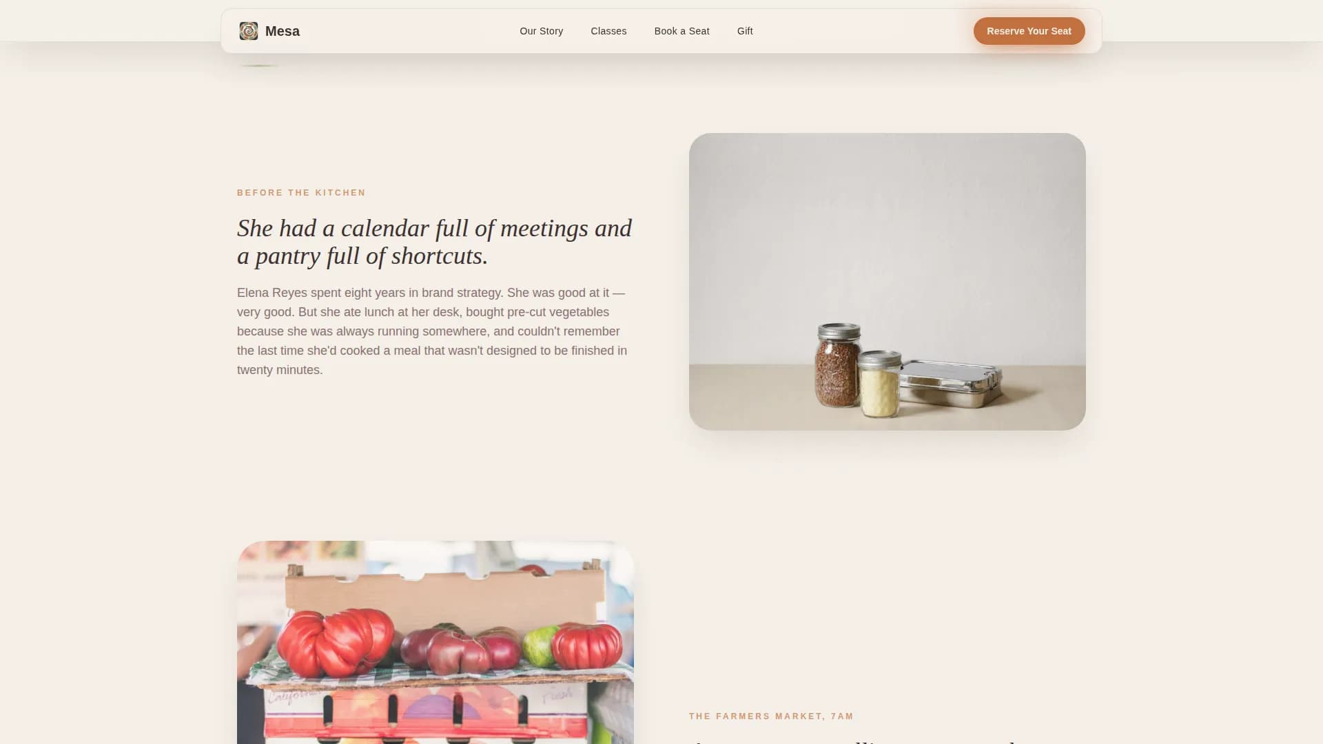 Mesa — Serene Organic Cooking Landing Page Template