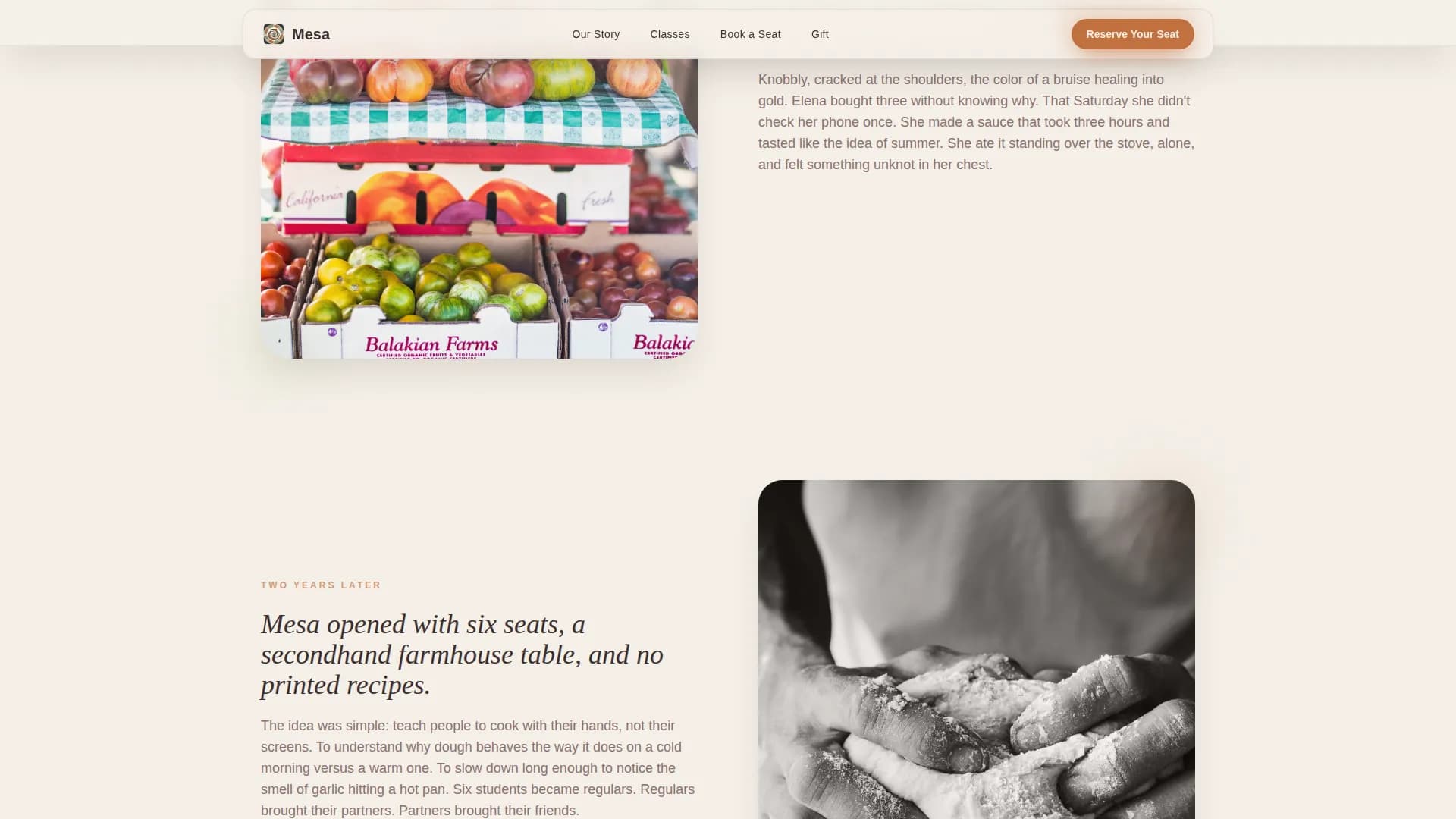 Mesa — Serene Organic Cooking Landing Page Template