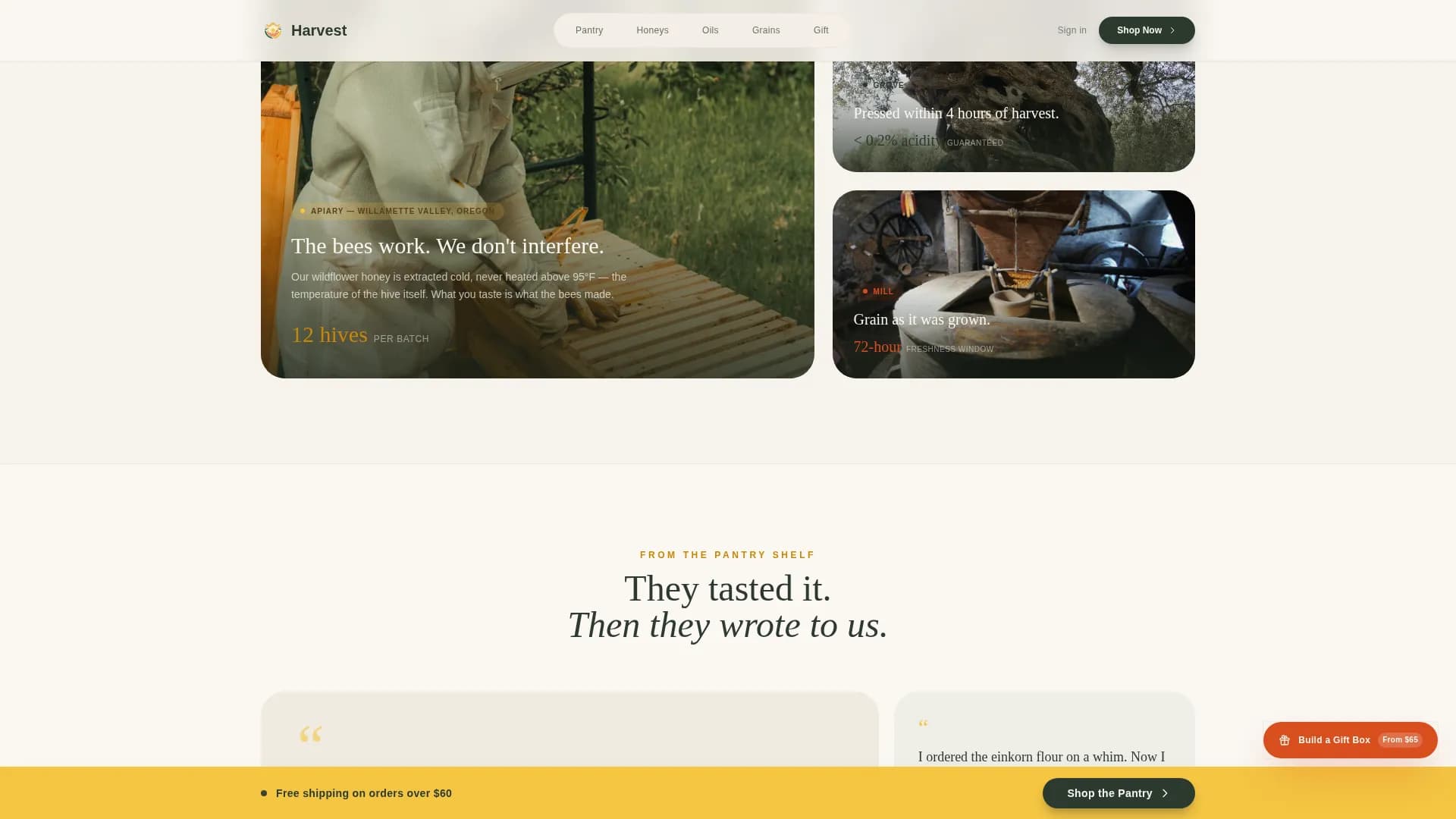 Harvest — Curated Organic Provisions Landing Page Template