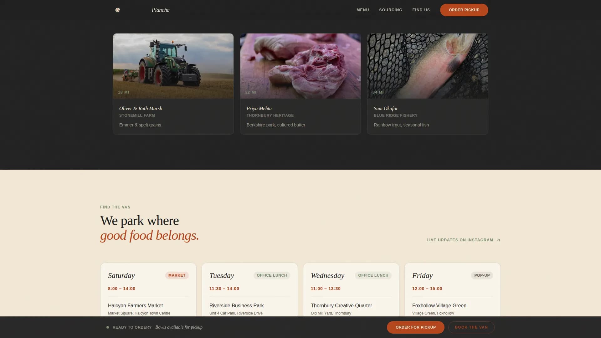 Ember — Artisan Food Truck Landing Page Template