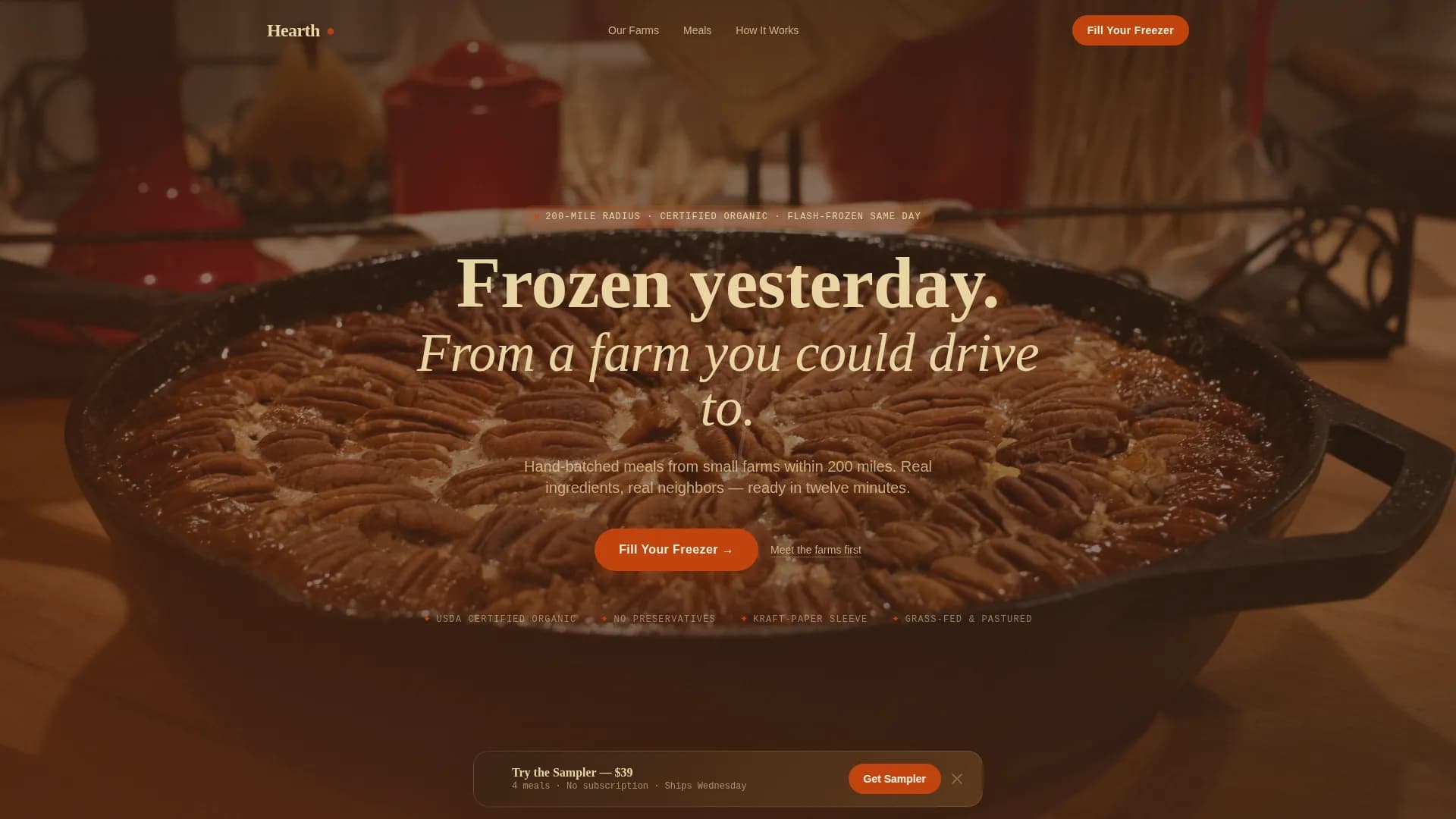 Hearth — Wholesome Prepared Meals Landing Page Template