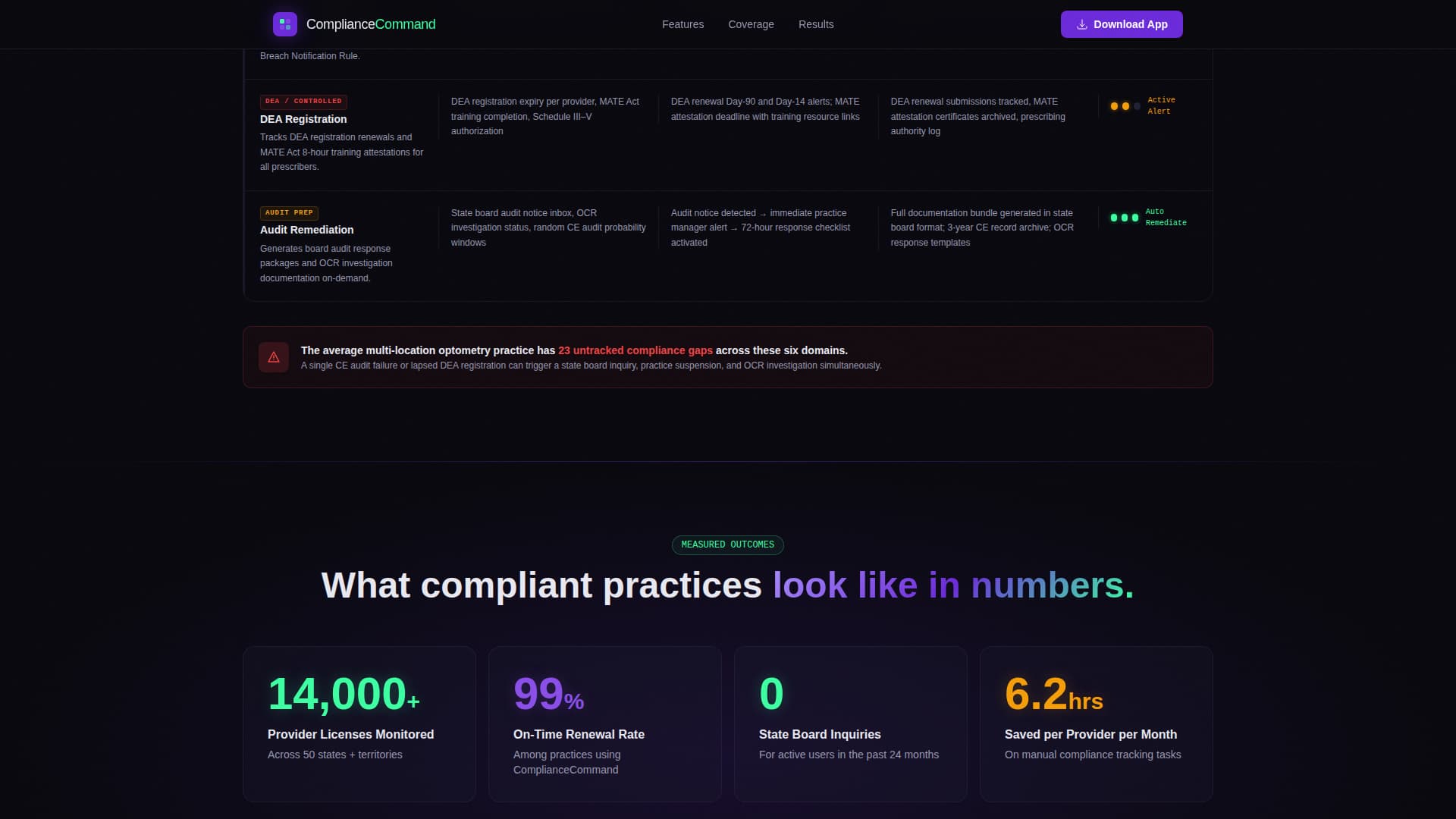 Comply - Powerful Optometry Compliance Landing Page Template