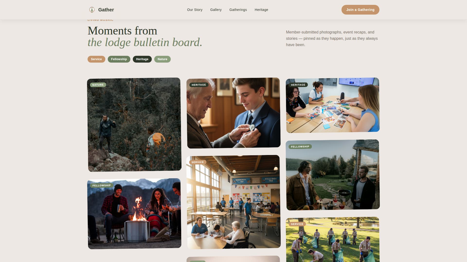 Gather - Rooted Fraternal Landing Page Template
