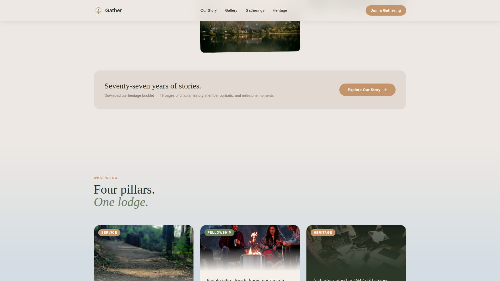 Gather - Rooted Fraternal Landing Page Template