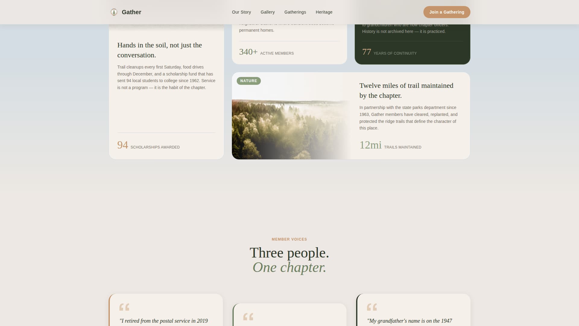 Gather - Rooted Fraternal Landing Page Template