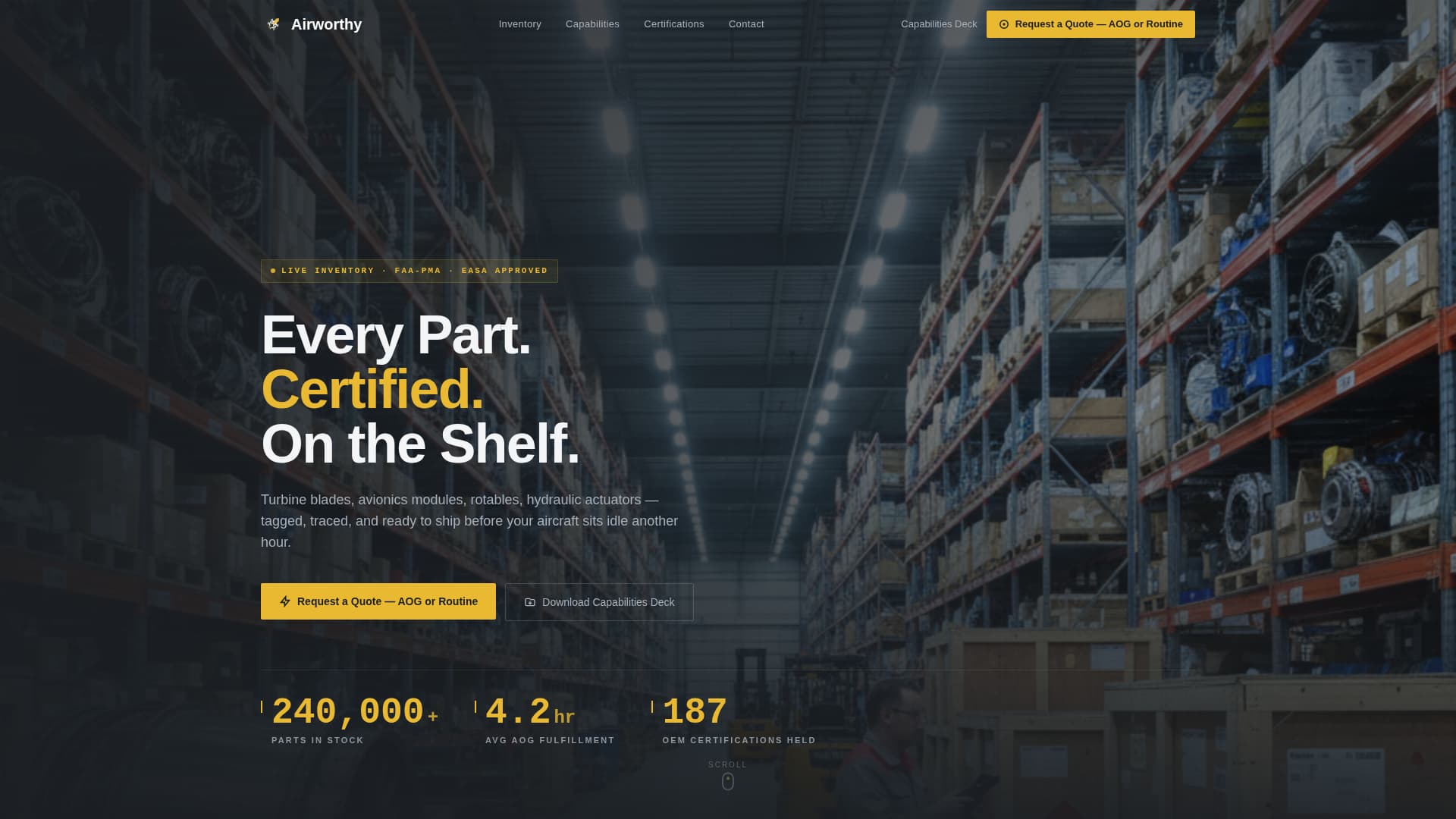 Airworthy - Certified Aviation Parts Landing Page Template