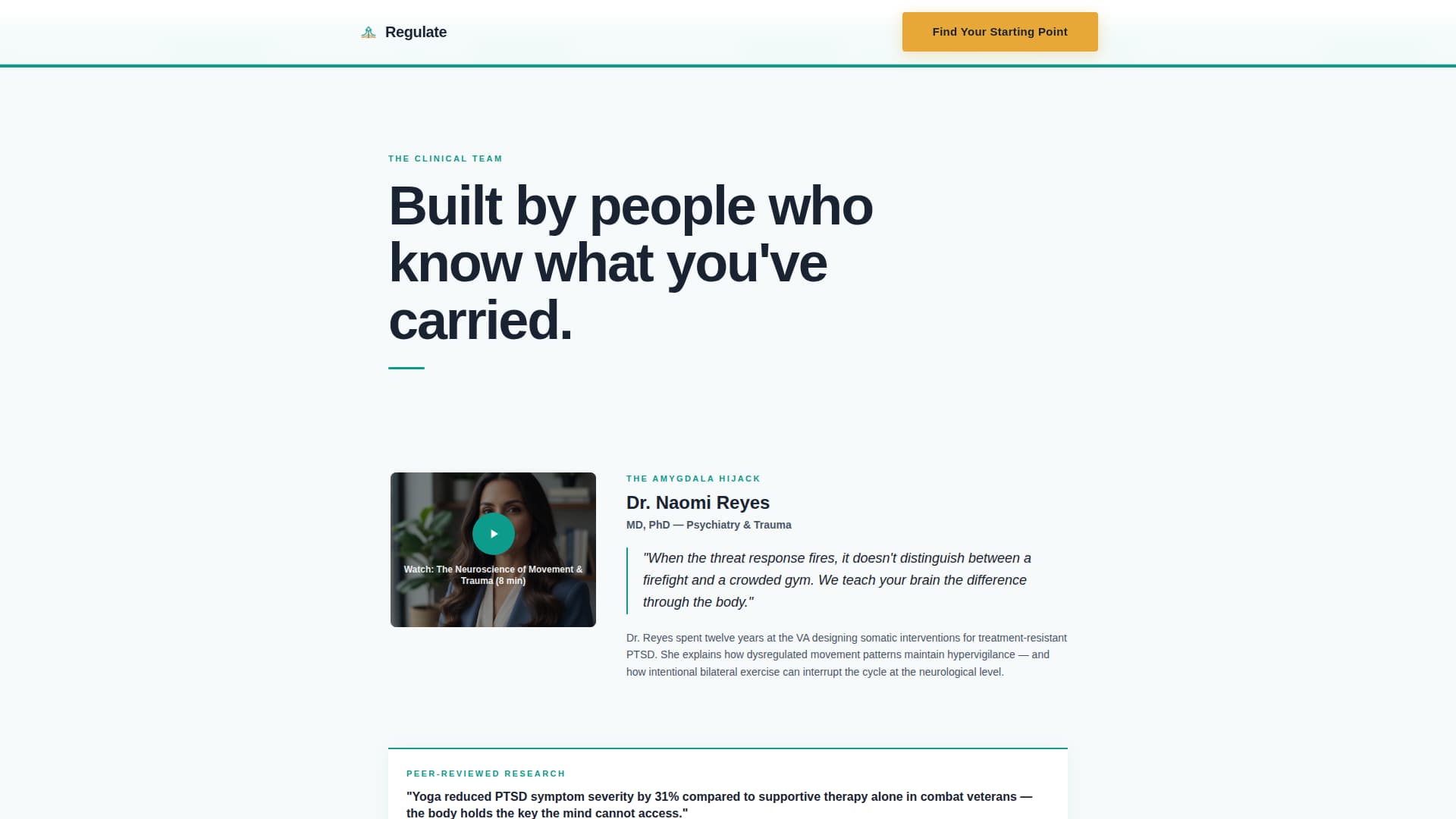 Regulate - Trauma-Informed PTSD Landing Page Template