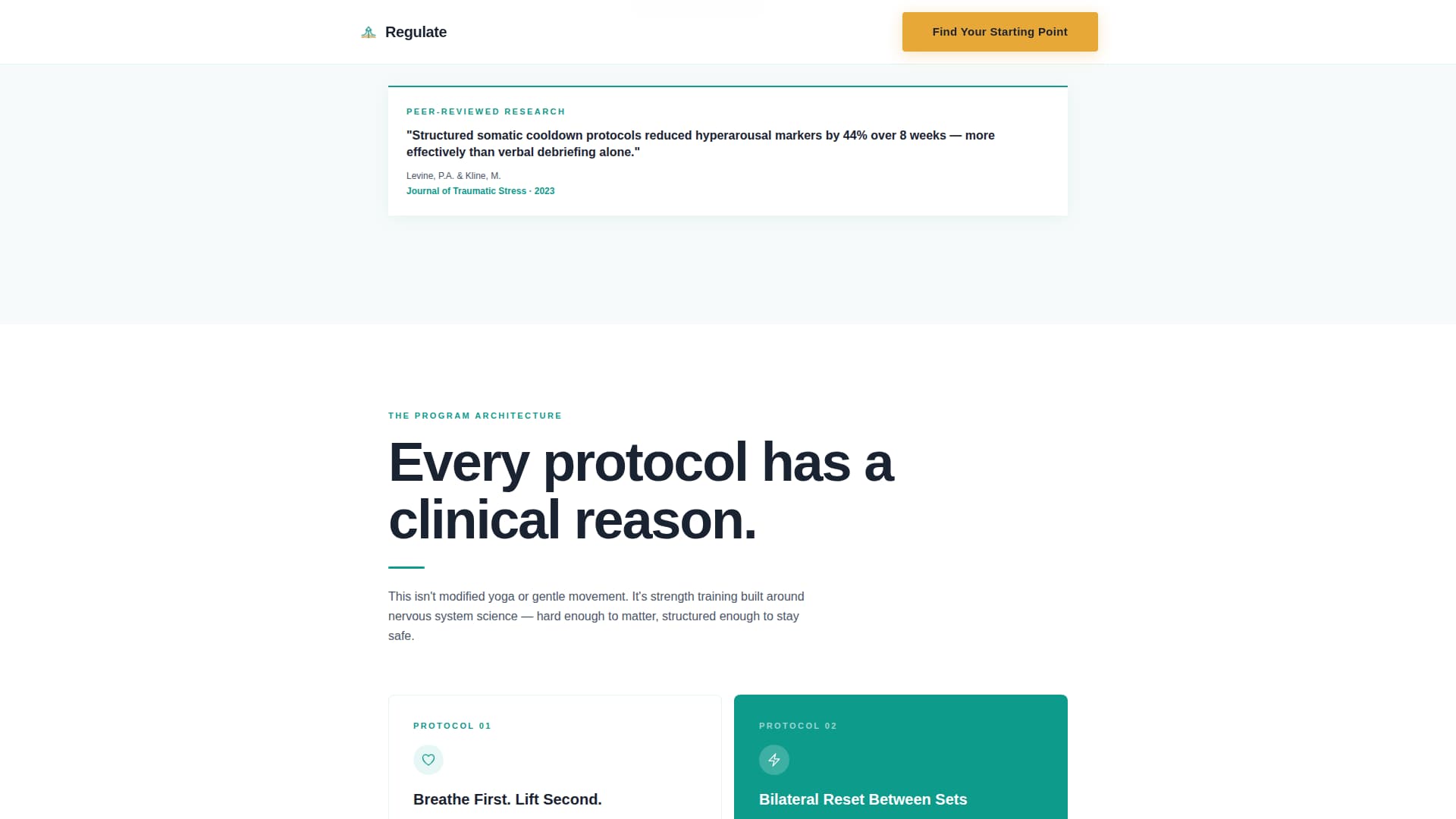 Regulate - Trauma-Informed PTSD Landing Page Template
