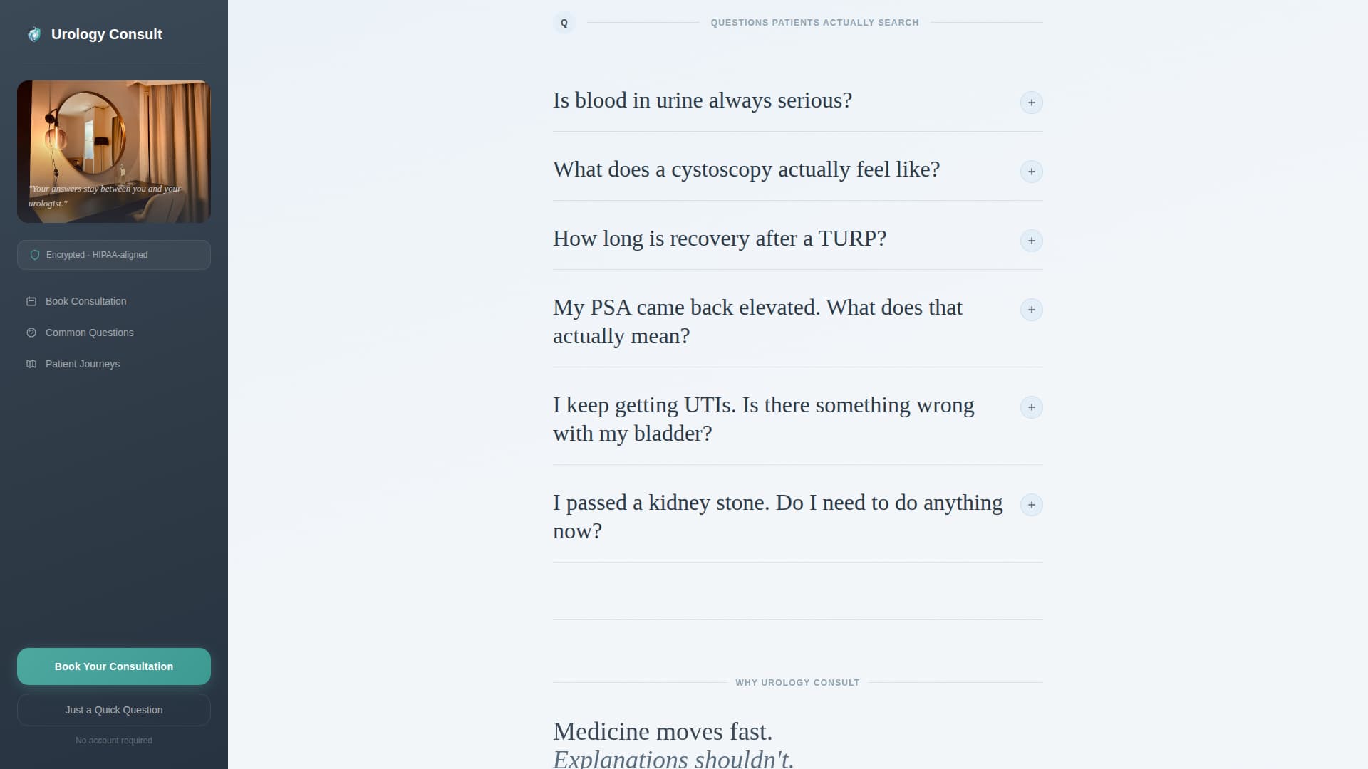 Consult — Expert Urology Care Landing Page Template