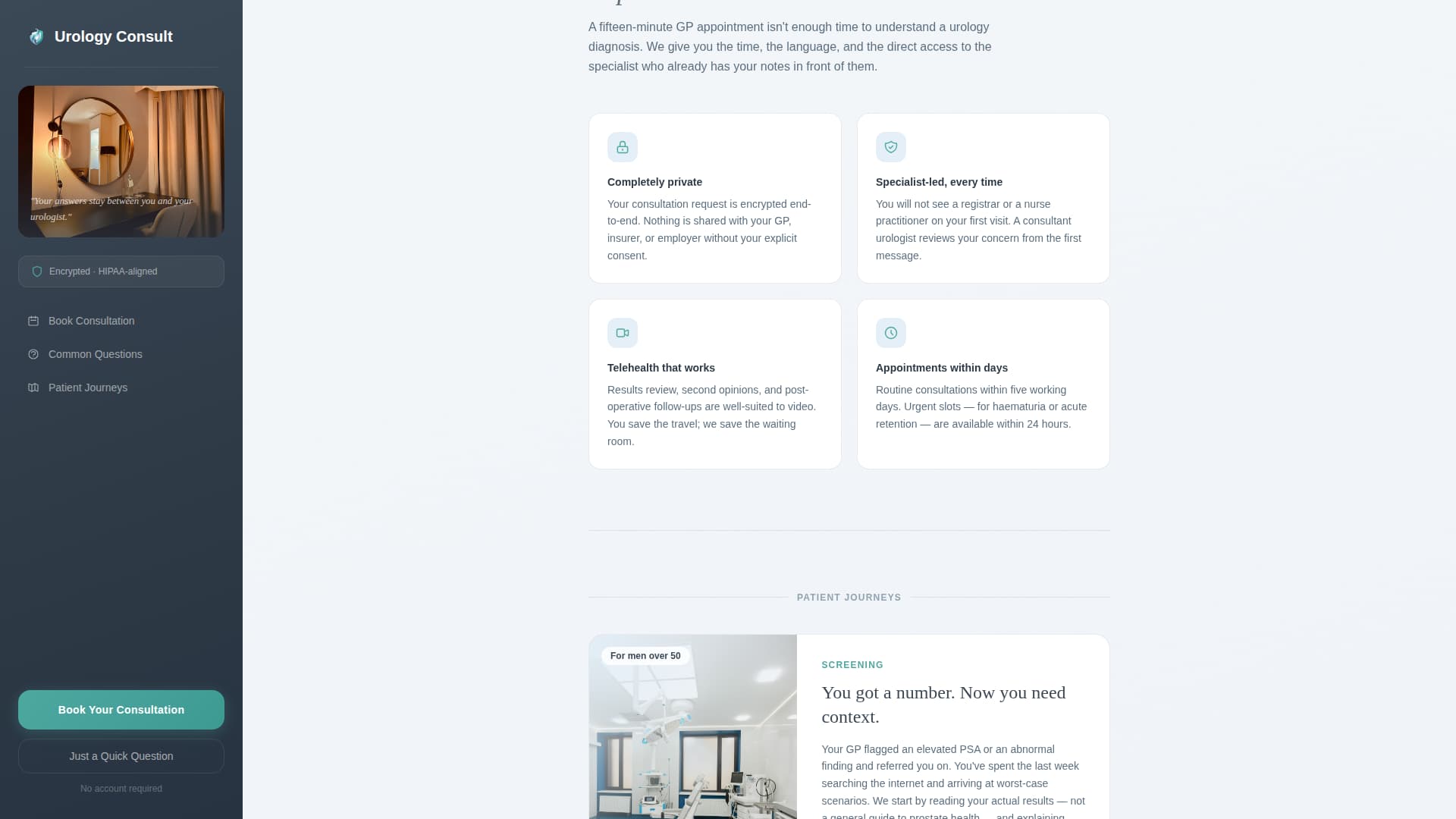 Consult — Expert Urology Care Landing Page Template