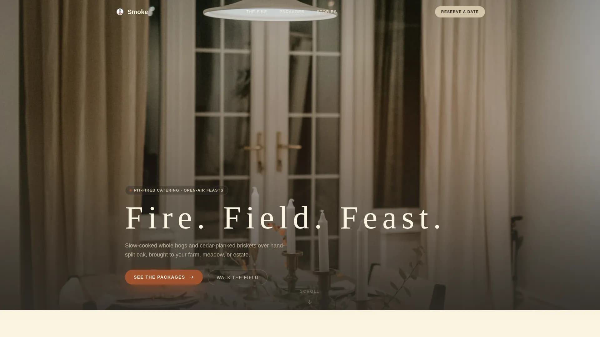 Smoke - Pit-Fired Outdoor BBQ Catering Landing Page Template